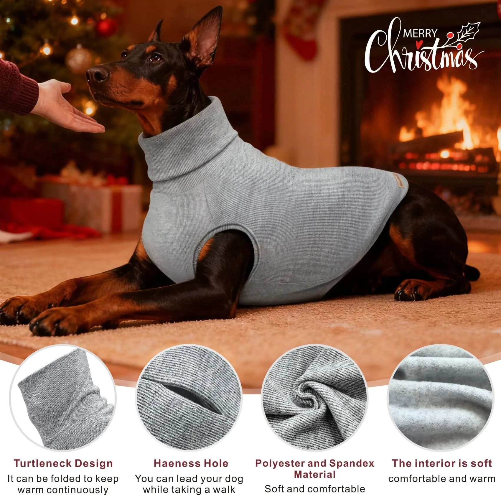 Mosucoirl Felpa con Cappuccio per Cani, Maglione Caldo per Cani Piccoli e Medi, Grigio, XS - immagine 3