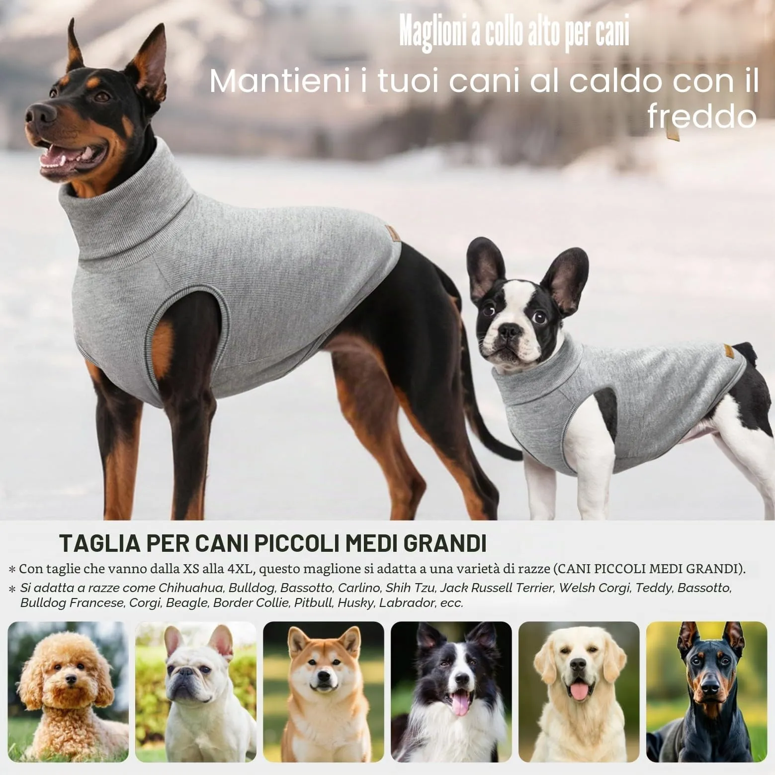 Mosucoirl Felpa con Cappuccio per Cani, Maglione Caldo per Cani Piccoli e Medi, Grigio, XS - immagine 5