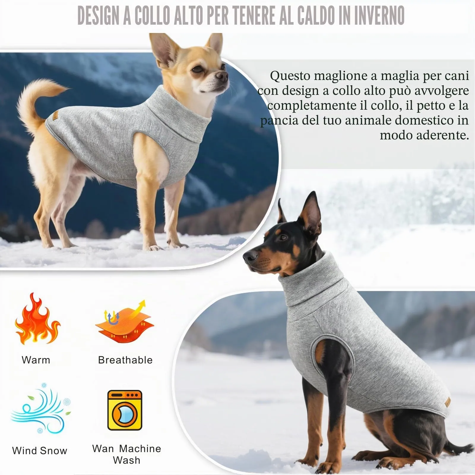 Mosucoirl Felpa con Cappuccio per Cani, Maglione Caldo per Cani Piccoli e Medi, Grigio, XS - immagine 7