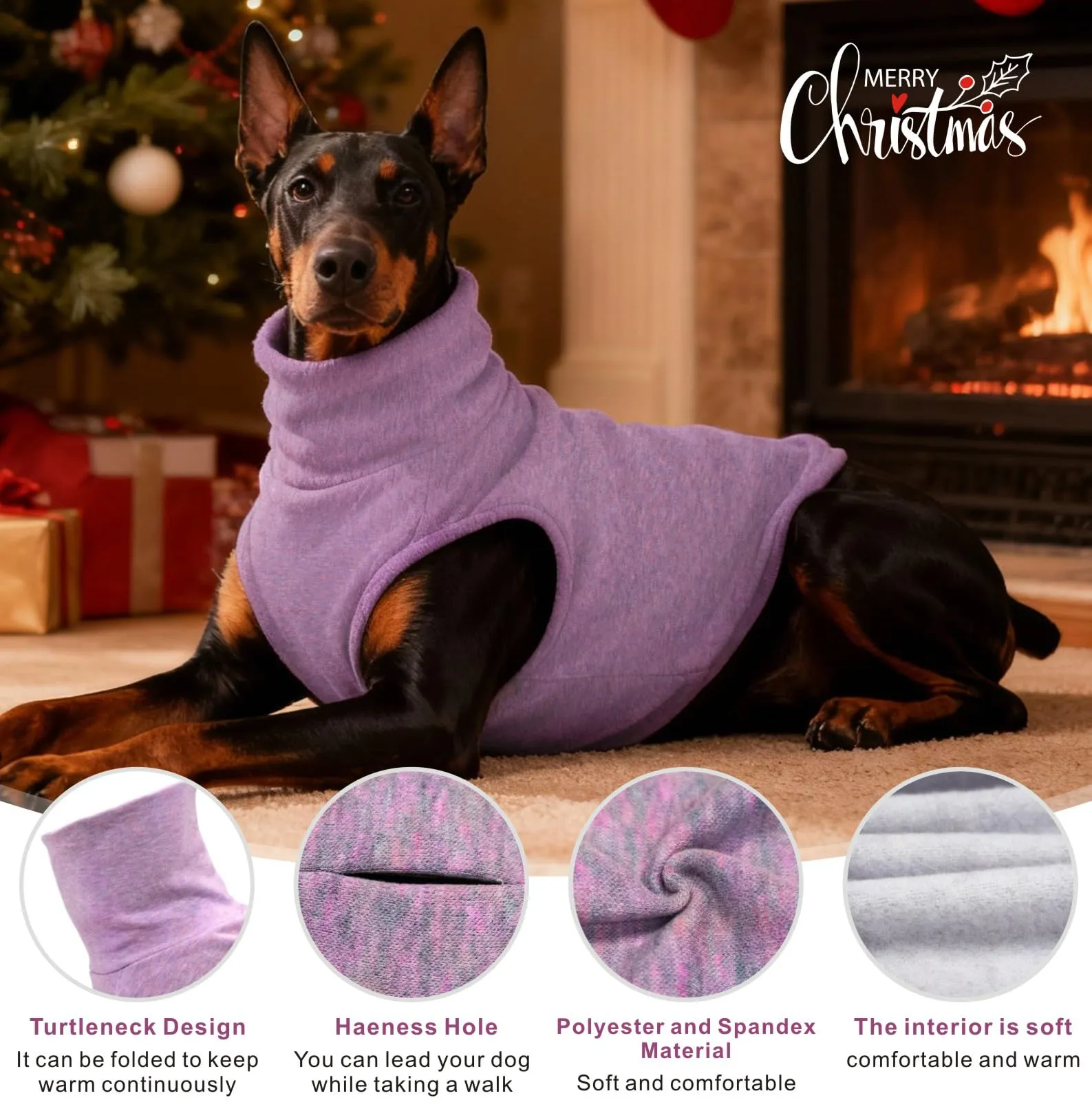 Mosucoirl Felpa con Cappuccio per Cani, Maglione Caldo per Animali Domestici, Violetta, 2XL - immagine 4