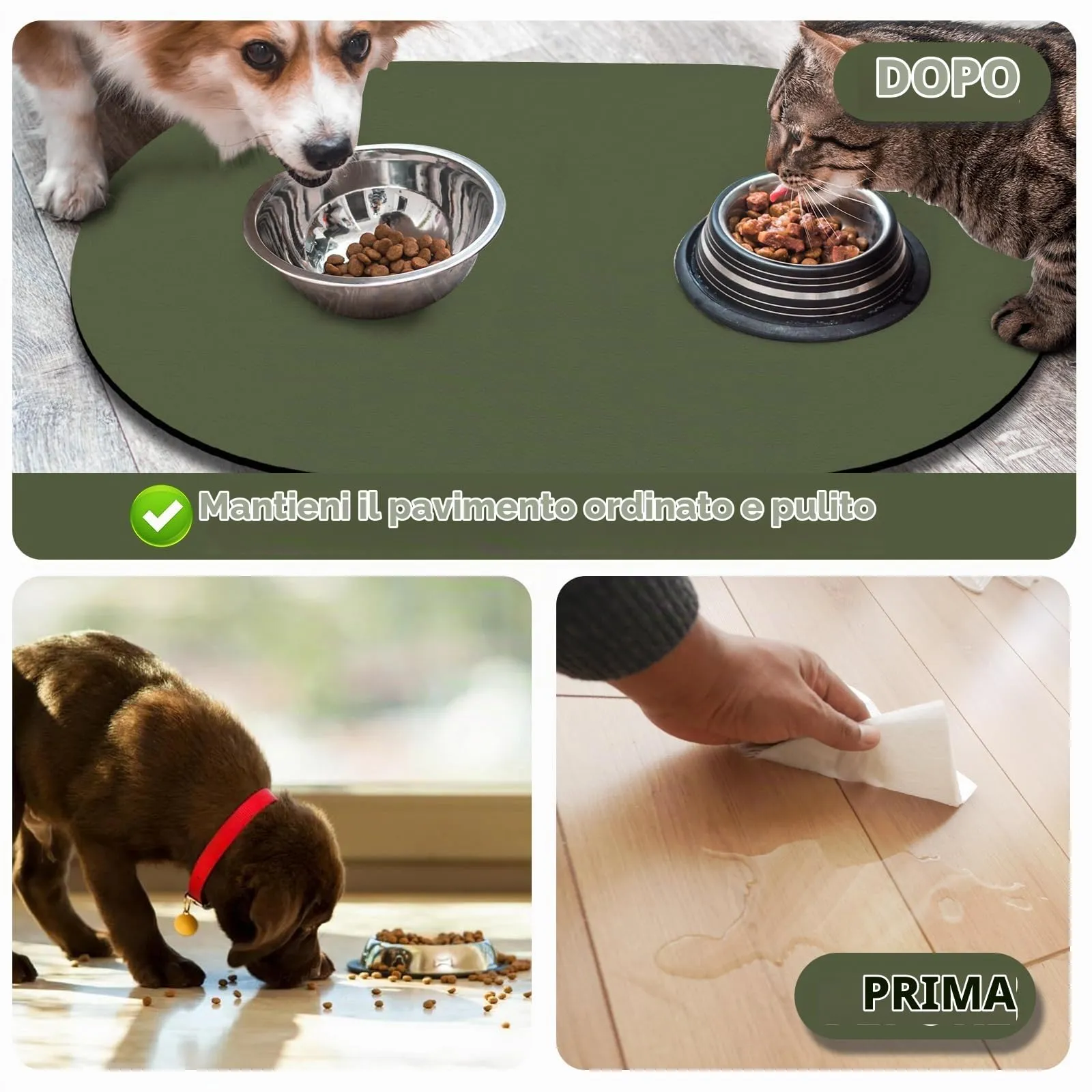 METEOROCK Tappetino Assorbente e Antiscivolo per Ciotole di Cani e Gatti, 61x40,5 cm - immagine 5