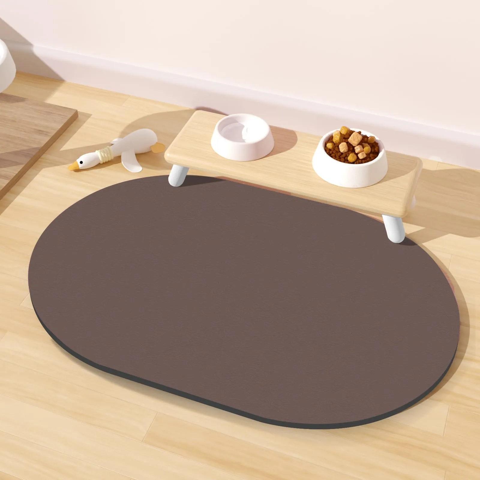 METEOROCK Tappetino Assorbente per Ciotole Cane e Gatto, 61x41 cm, Antiscivolo, Marrone - immagine 1