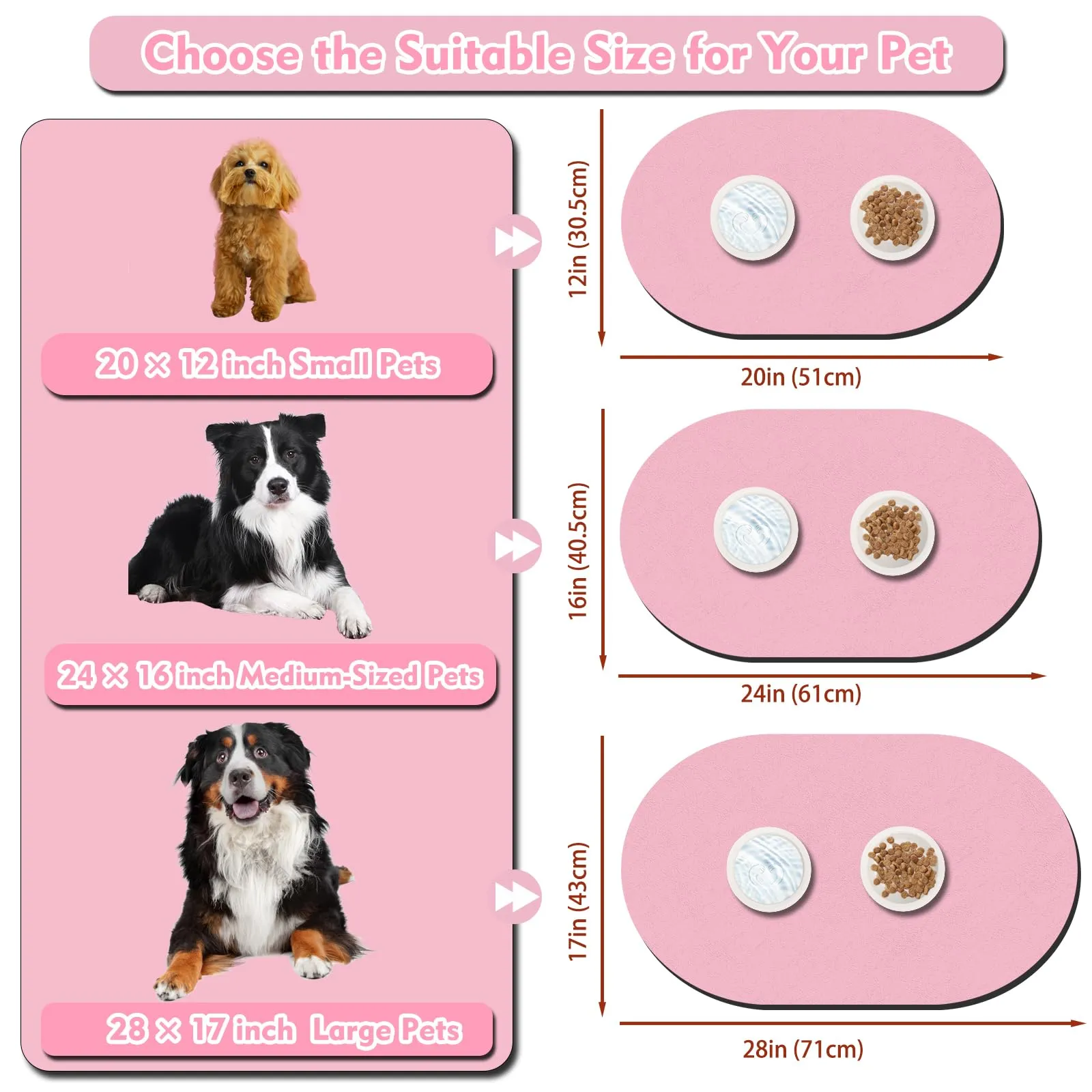 METEOROCK Tappetino Assorbente Antiscivolo per Ciotole di Cani e Gatti, 50 x 30 cm - immagine 4