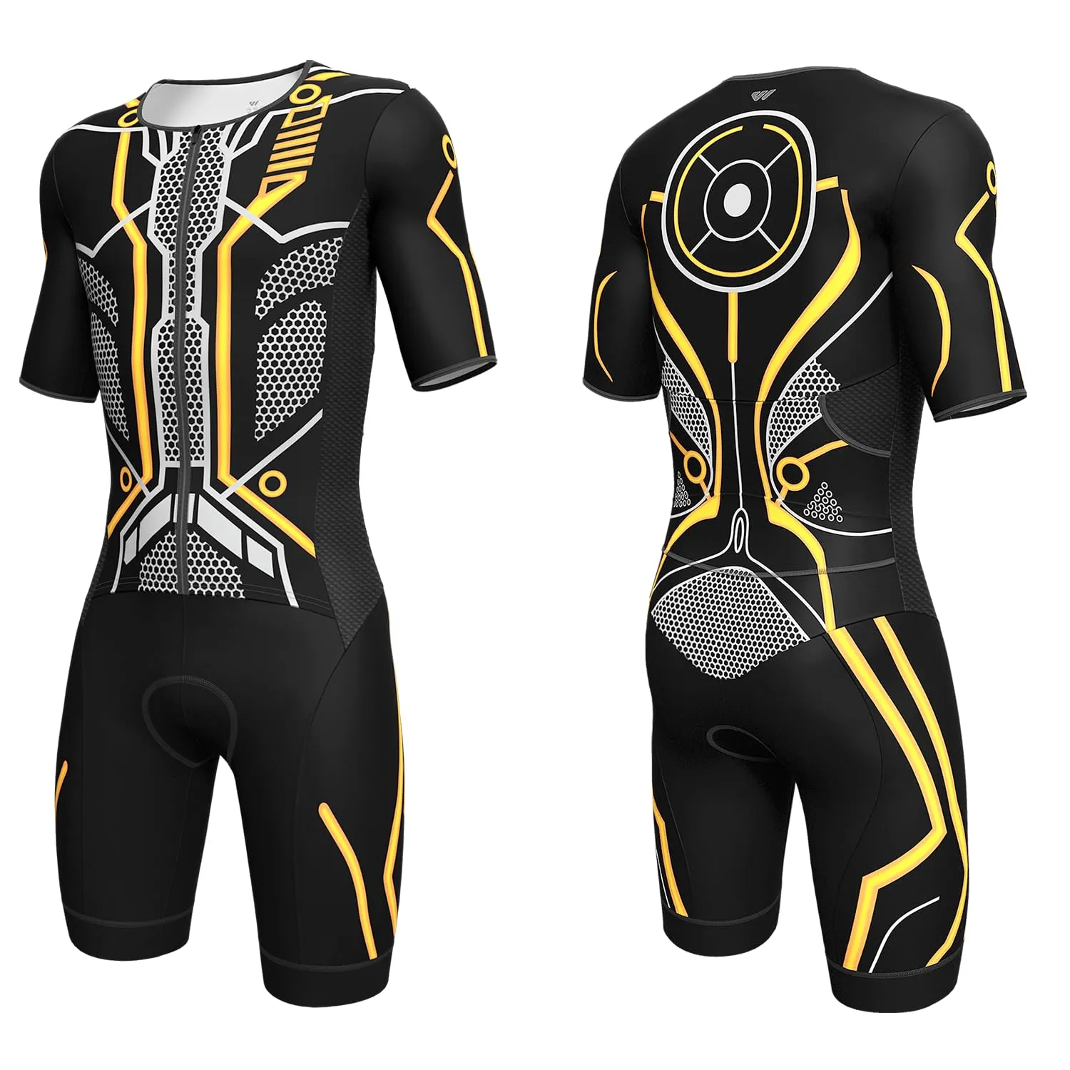 Lo.gas Tuta Triathlon Uomo Stretch Full Zip Antivento Traspirante Riflettente Imbottita Colore Solido - immagine 1