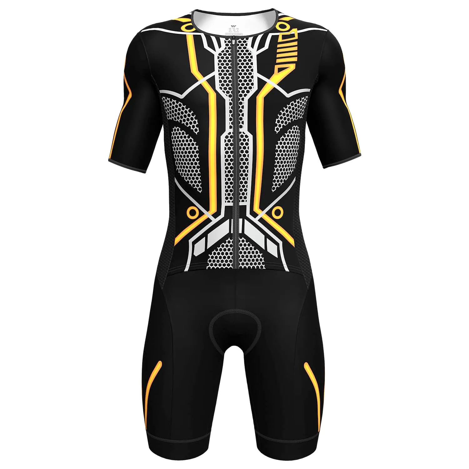 Lo.gas Tuta Triathlon Uomo Stretch Full Zip Antivento Traspirante Riflettente Imbottita Colore Solido - immagine 2