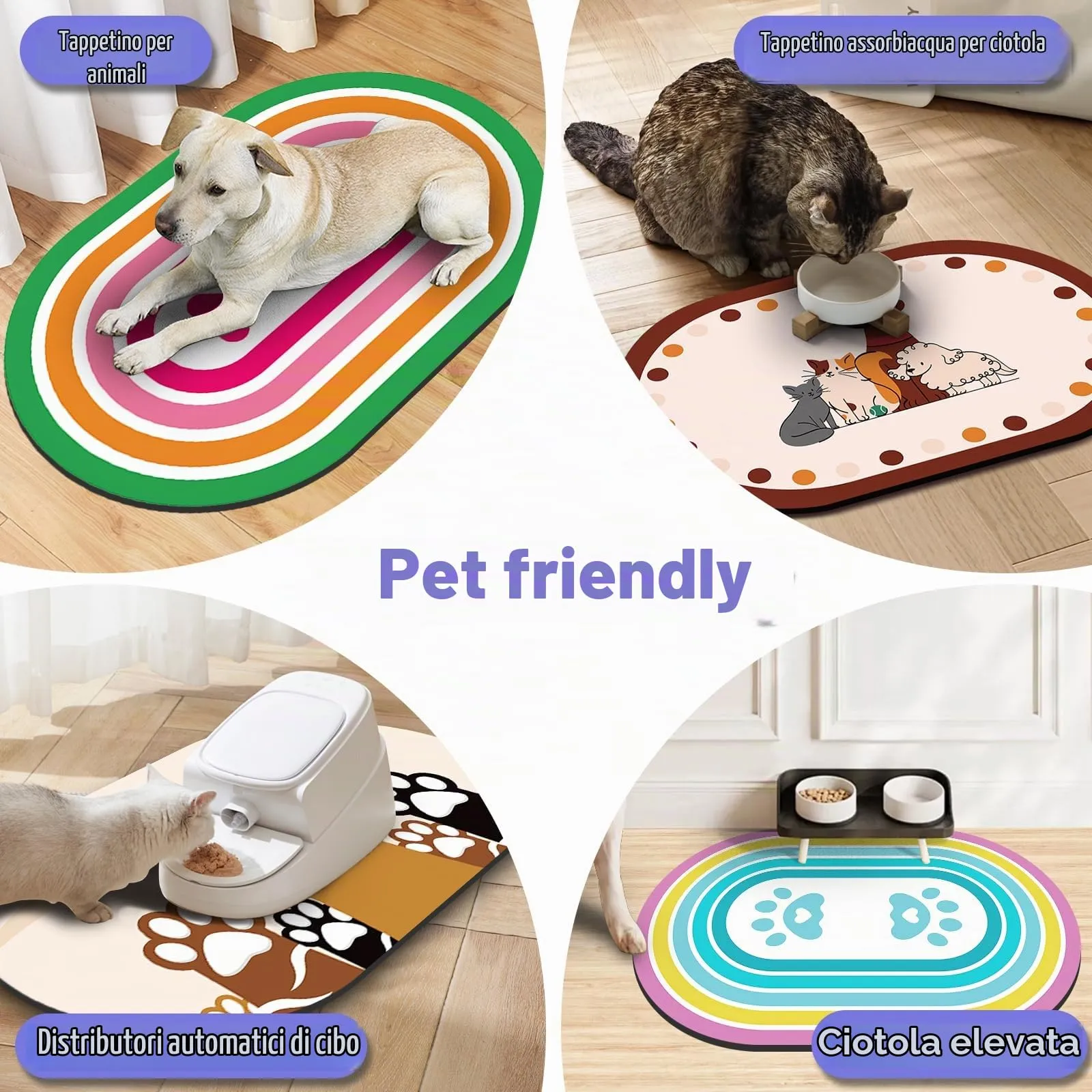 METEOROCK Tappetino Assorbente e Antiscivolo per Ciotole di Cani e Gatti, 51x30,5 cm - immagine 6