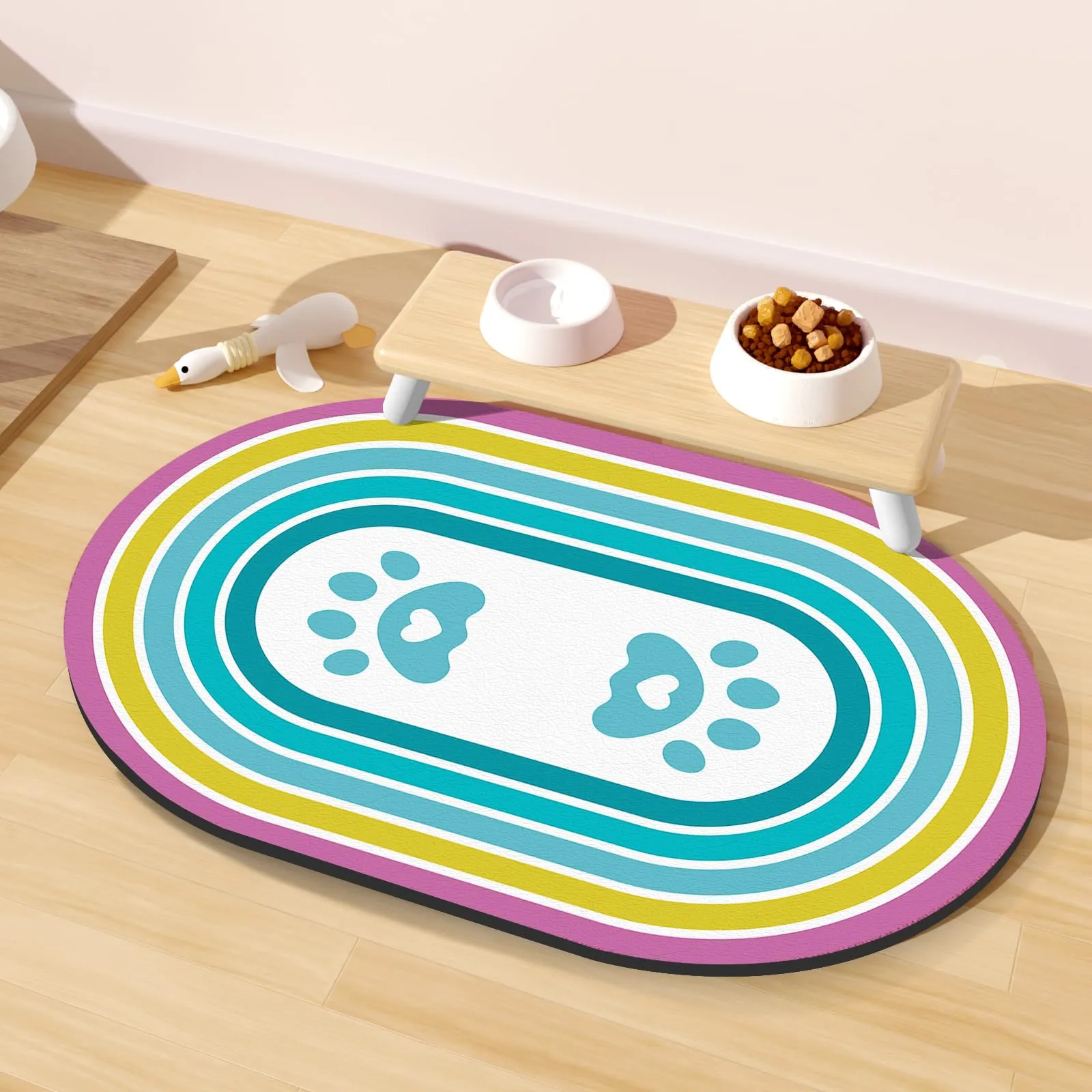 METEOROCK Tappetino Assorbente e Antiscivolo per Ciotole di Cani e Gatti, 51x30,5cm - immagine 1