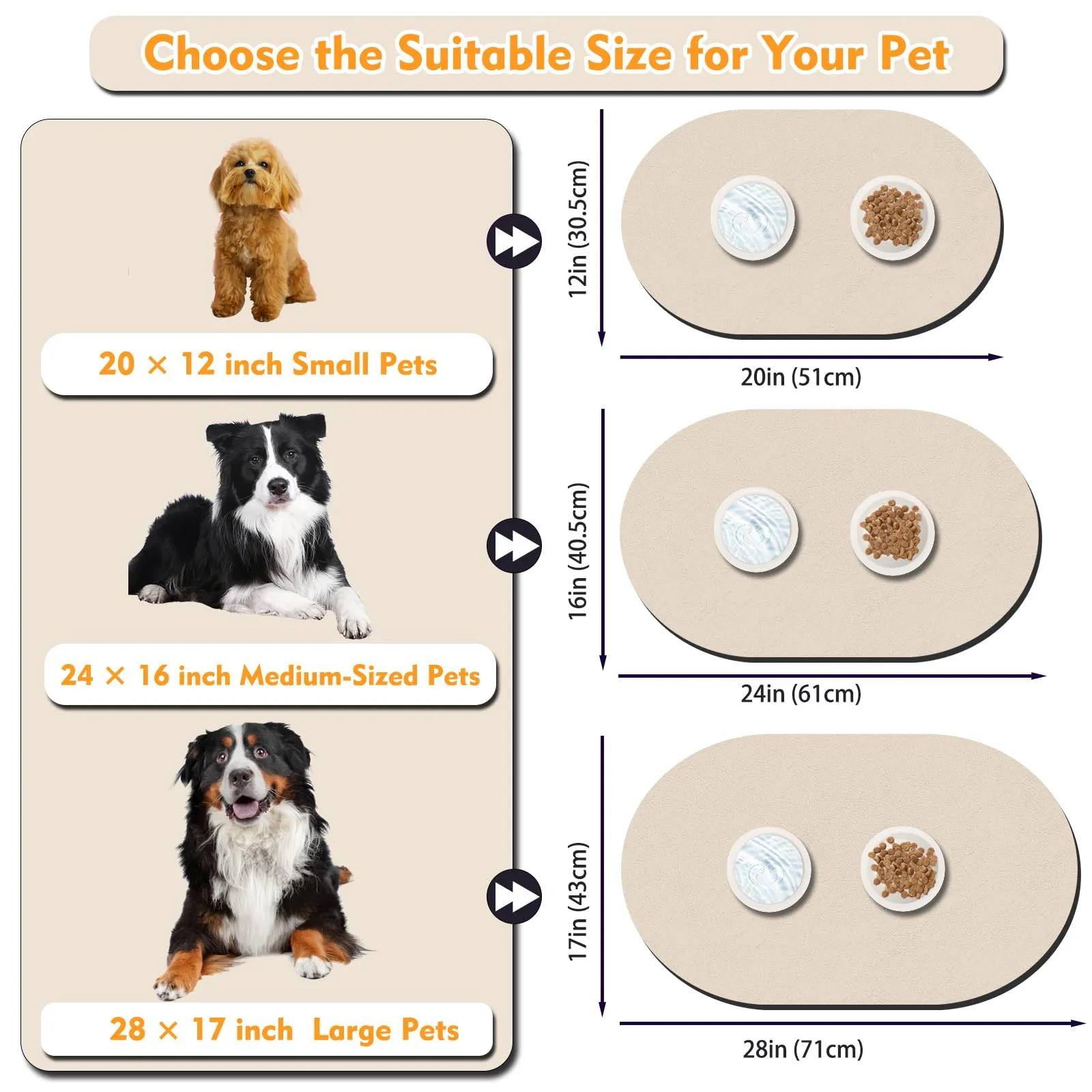METEOROCK Tappetino Assorbente e Antiscivolo per Ciotole di Cani e Gatti, 51x30,5 cm - immagine 3
