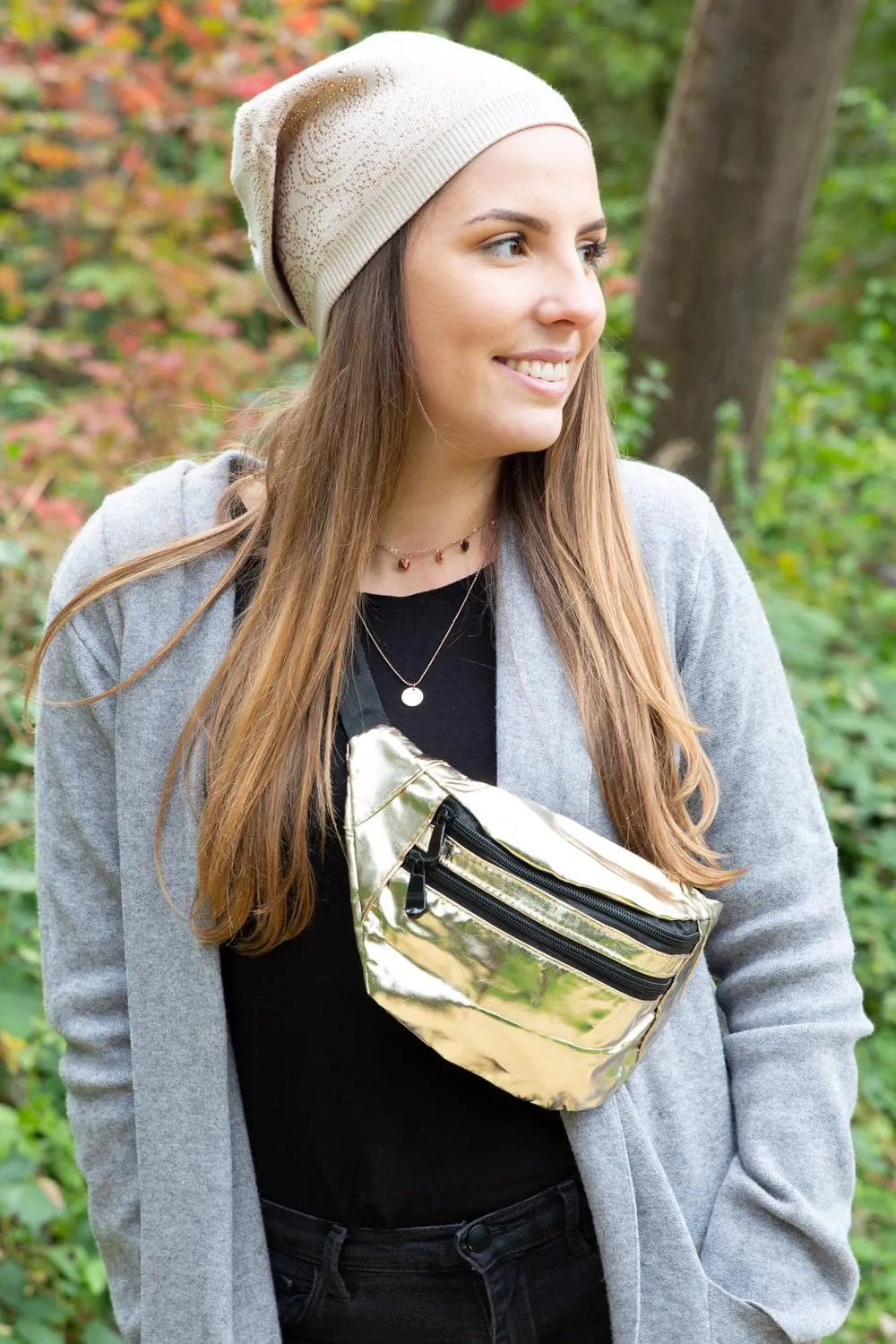 styleBREAKER Marsupio donna metallizzato, Oro, 21x16 cm - immagine 7