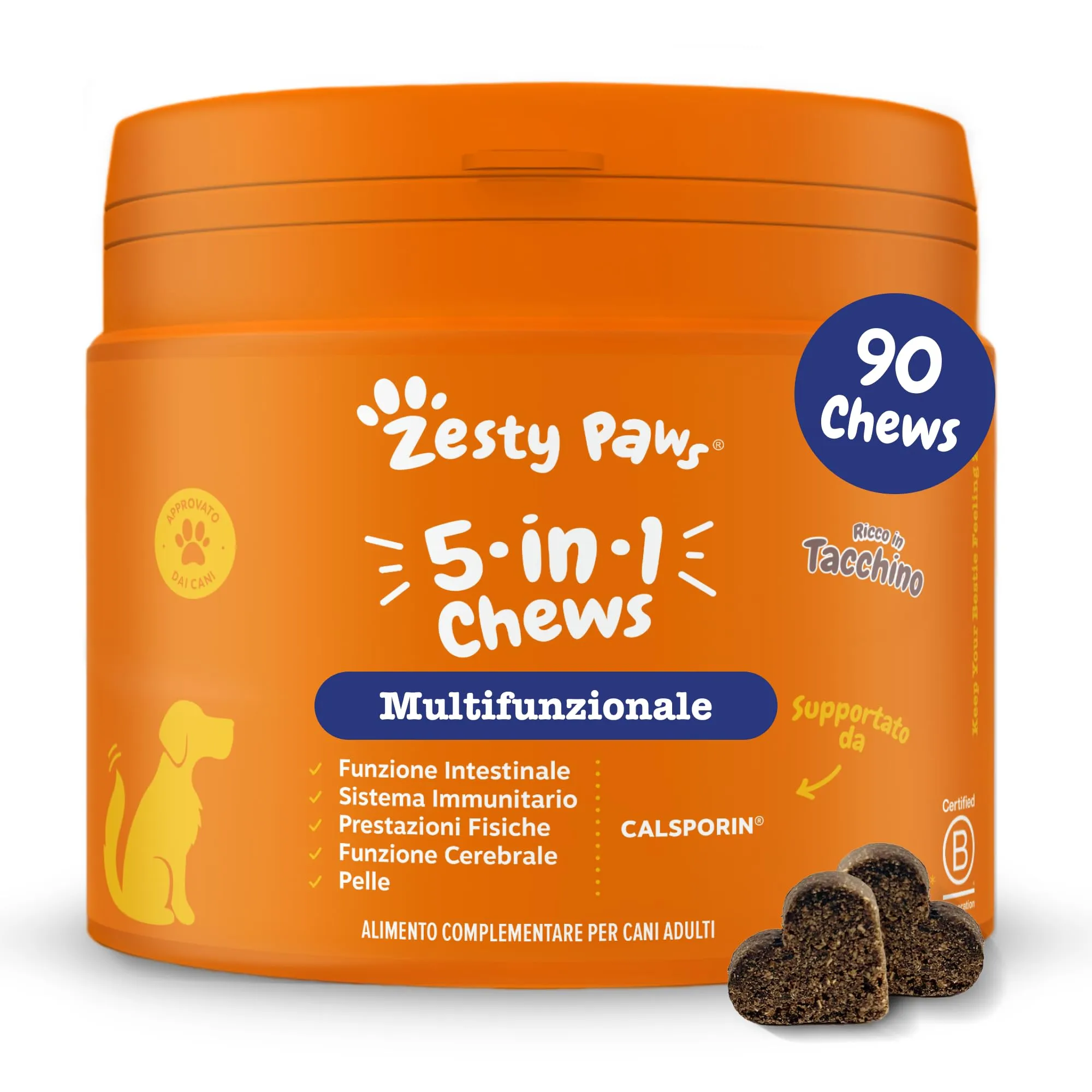 Zesty Paws Multivitaminico 5-in-1 per Cani, 90 Bocconcini - immagine 1