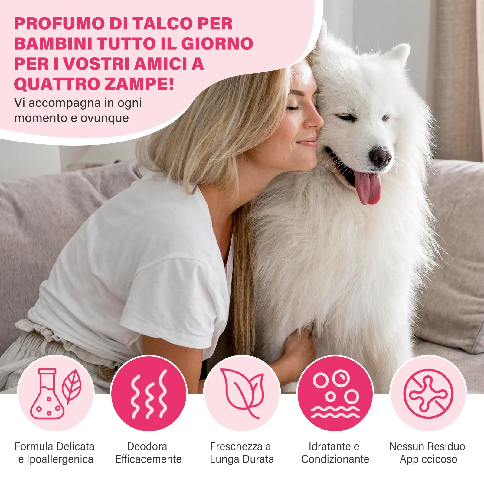 GJYC PET Profumo per Cani e Gatti, Deodorante Pelliccia Aroma Talco Neonato, Spray Neutralizzatore Odori, 100ml - immagine 2