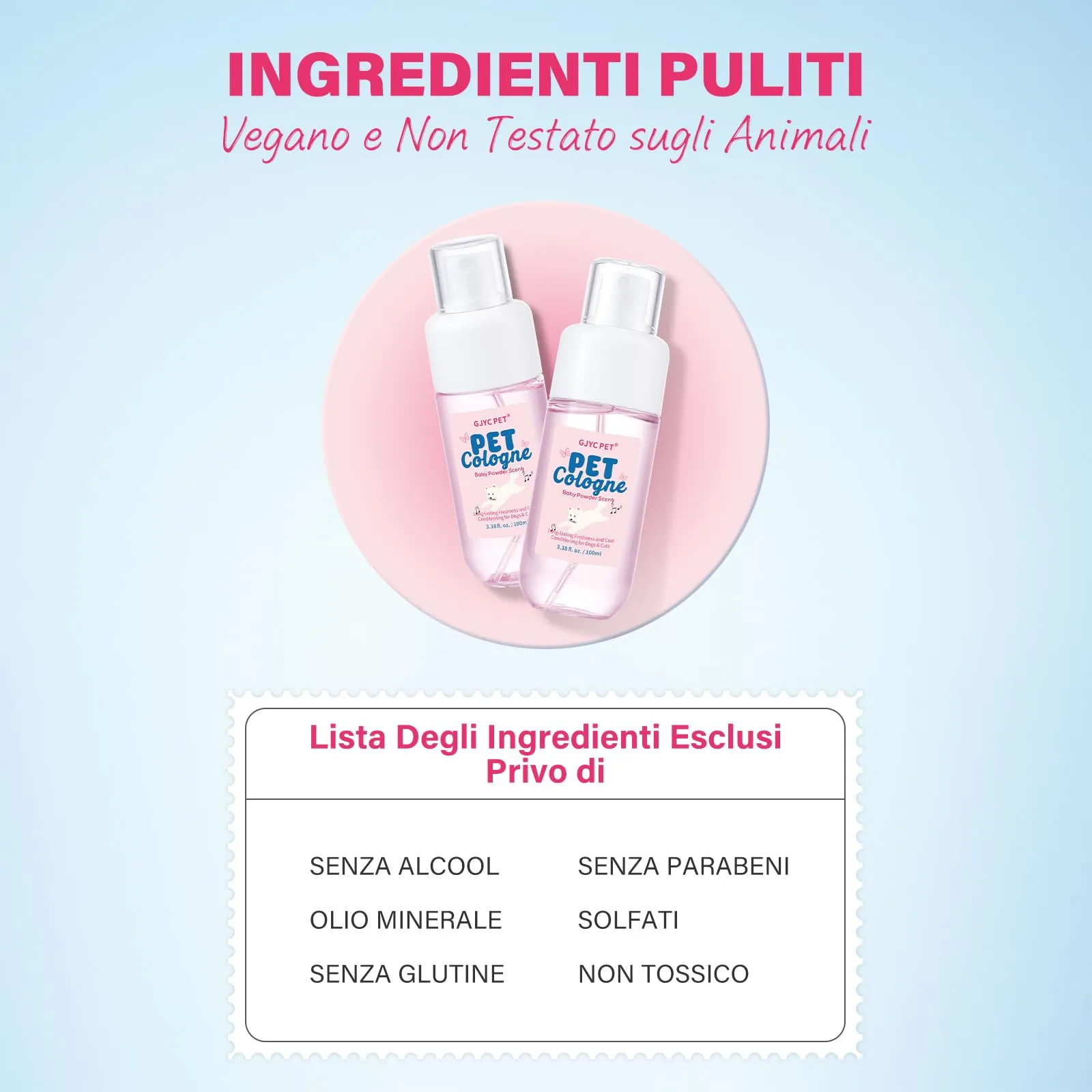 GJYC PET Profumo per Cani e Gatti, Deodorante Pelliccia Aroma Talco Neonato, Spray Neutralizzatore Odori, 100ml - immagine 7