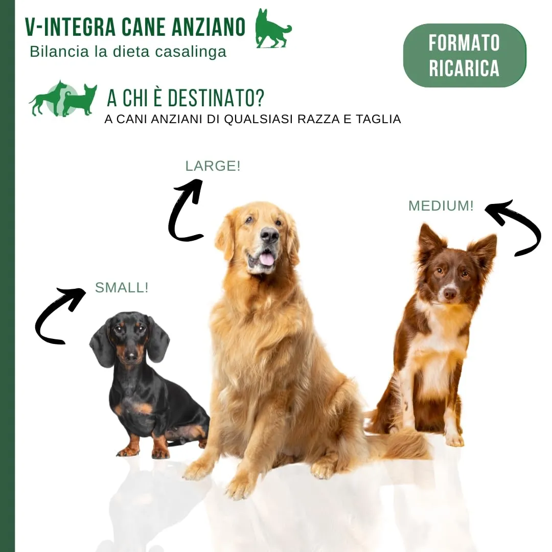 V-INTEGRA Cane Anziano, Integratore Multivitaminico per Dieta Casalinga e BARF, 1kg Eco Ricarica - immagine 3