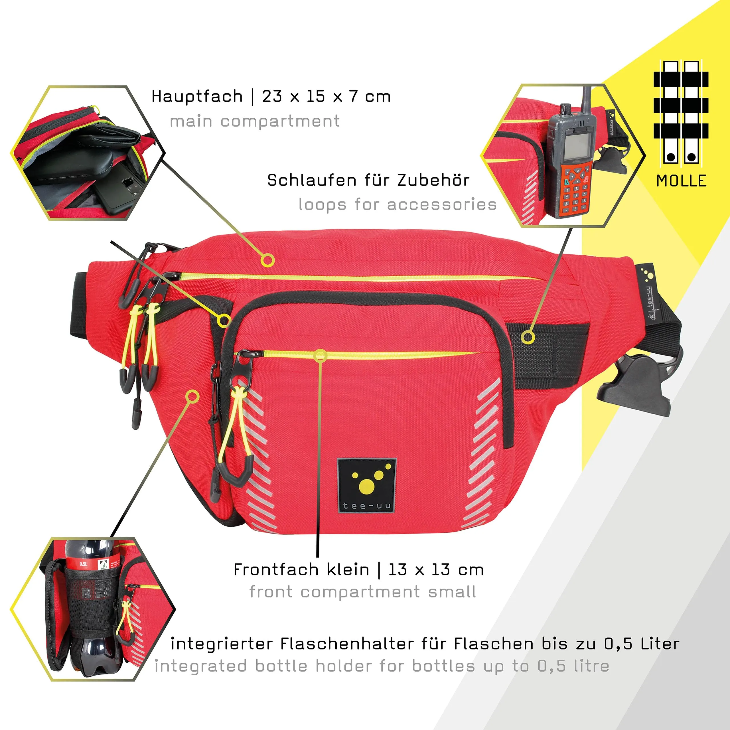 tee-uu FIGO PRO Marsupio, Rosso e Nero - immagine 3