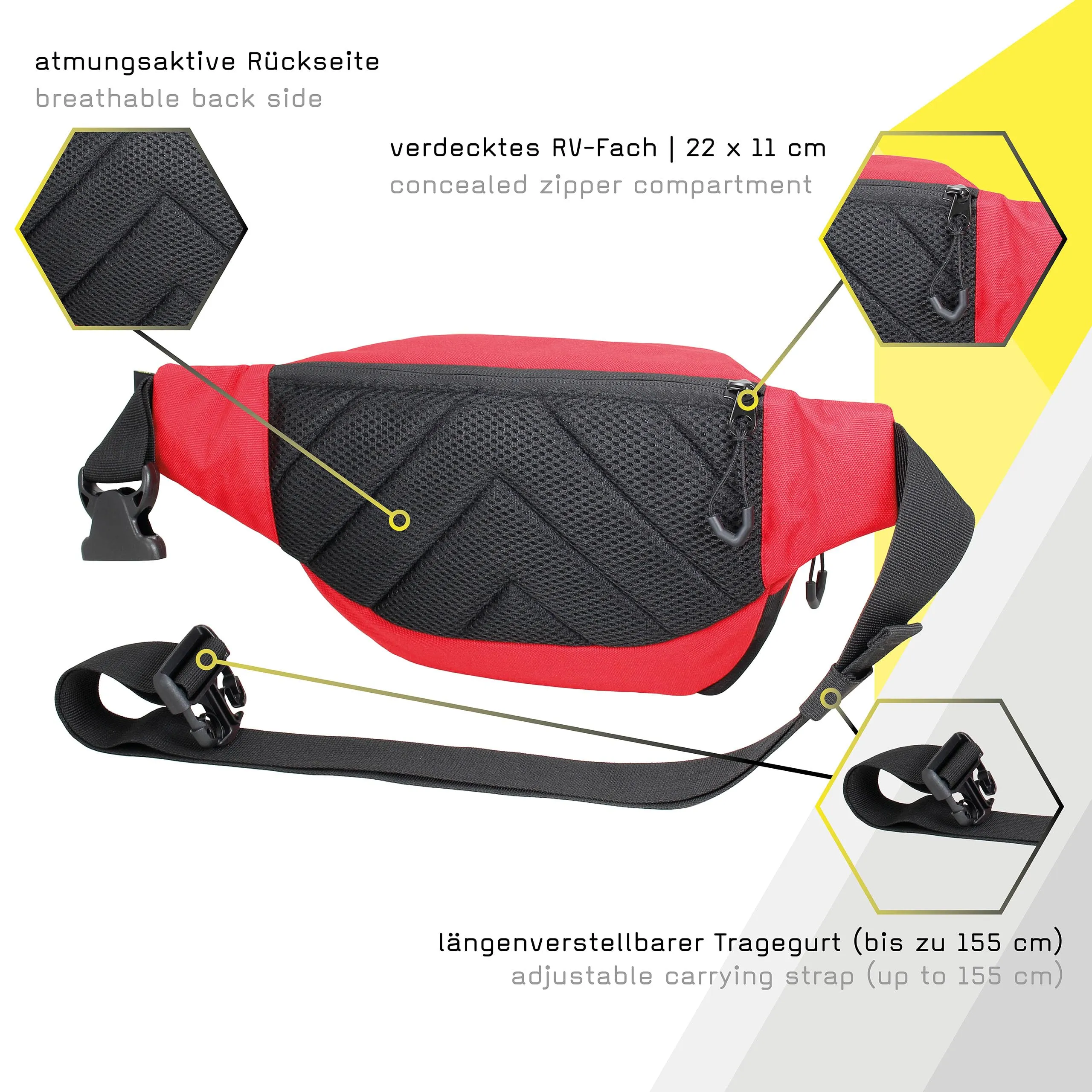tee-uu FIGO PRO Marsupio, Rosso e Nero - immagine 5