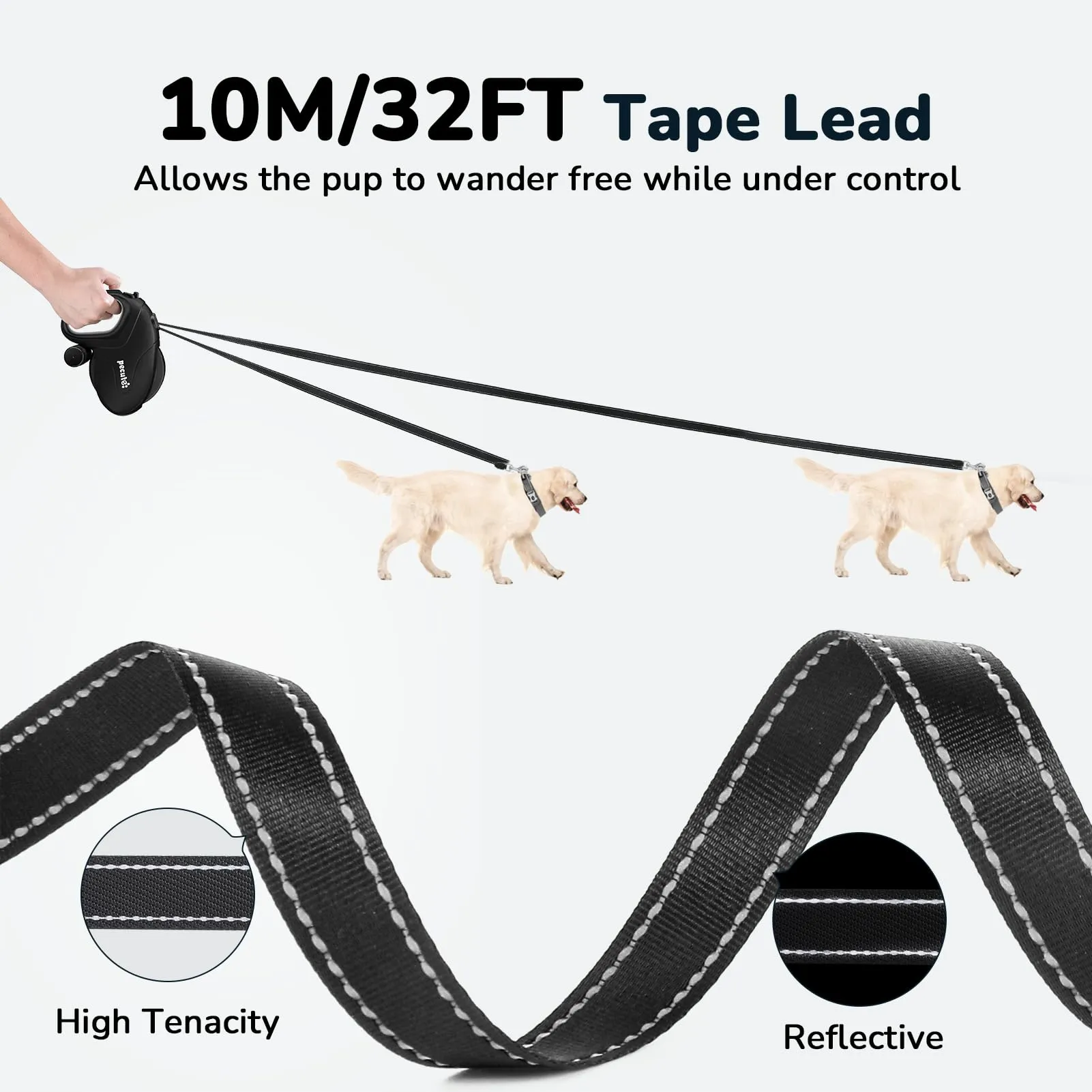 Pecute Guinzaglio Retrattile per Cani 10m fino a 50 kg - immagine 2