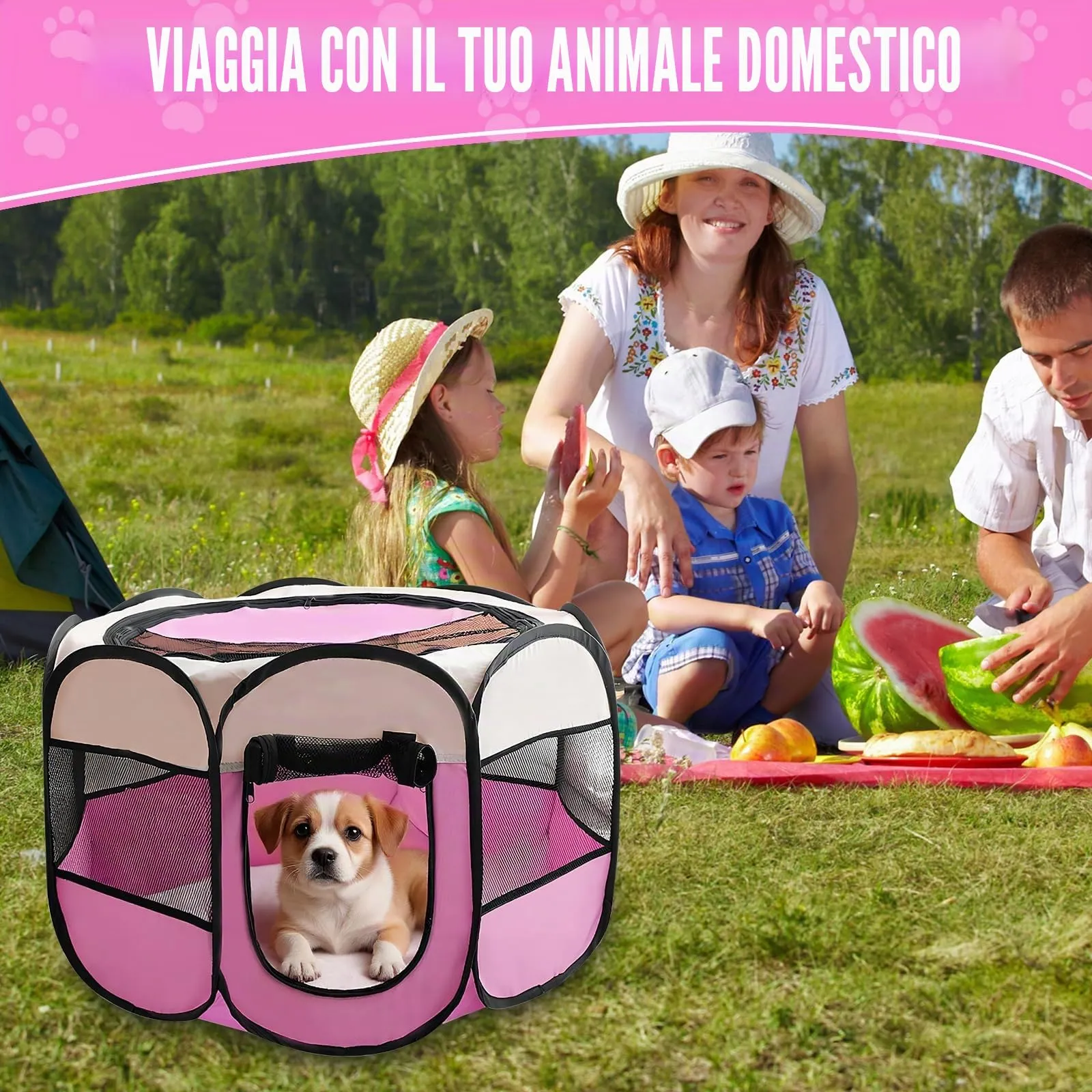 YuLiMirich Recinto Pieghevole per Cani, Gatti e Piccoli Animali, Rosa, S - immagine 7
