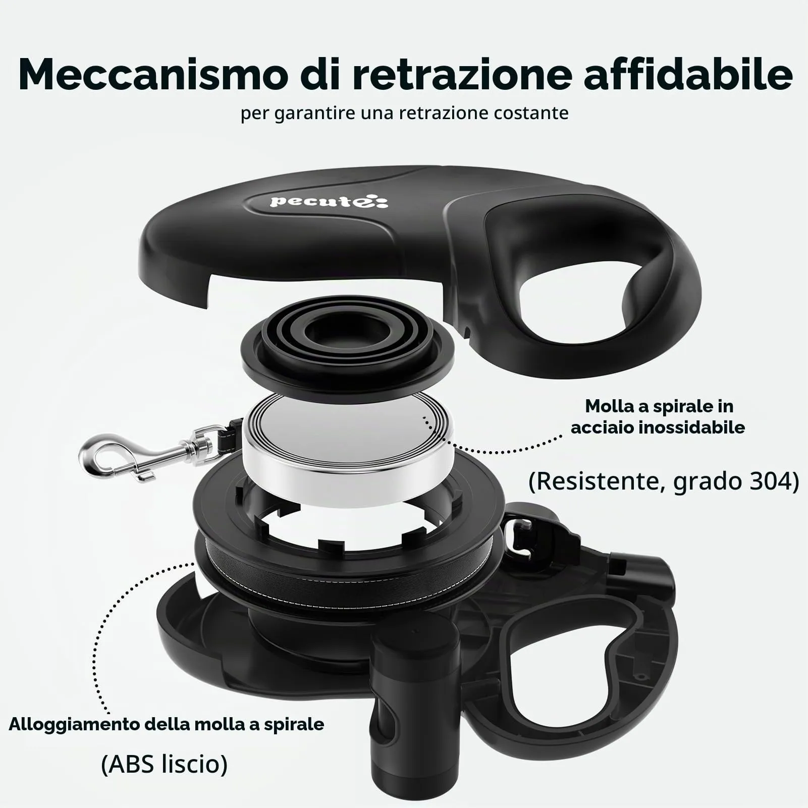 Pecute Guinzaglio Retrattile per Cani 10m, fino a 50 kg - immagine 4