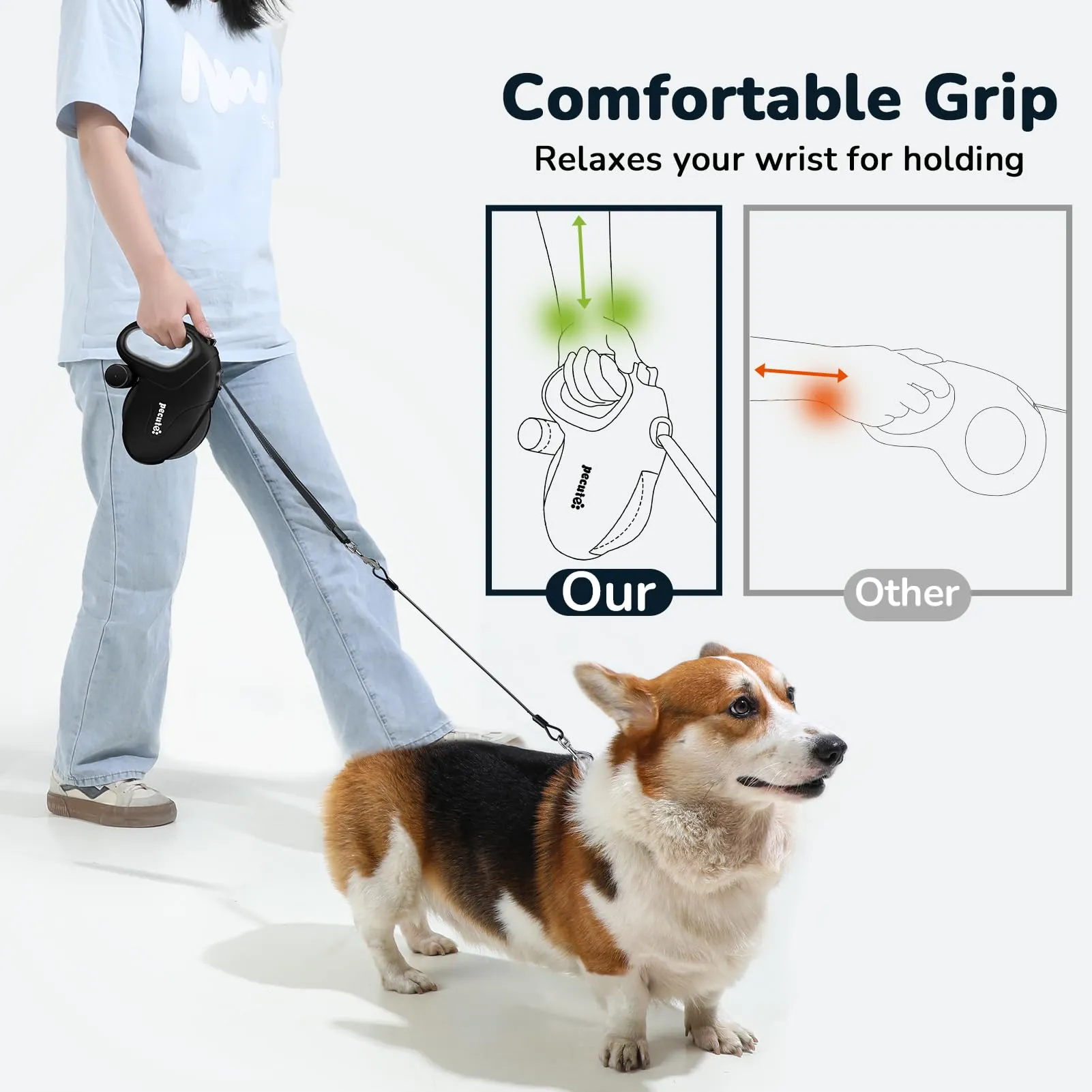 Pecute Guinzaglio Retrattile per Cani 10m, fino a 50 kg - immagine 7