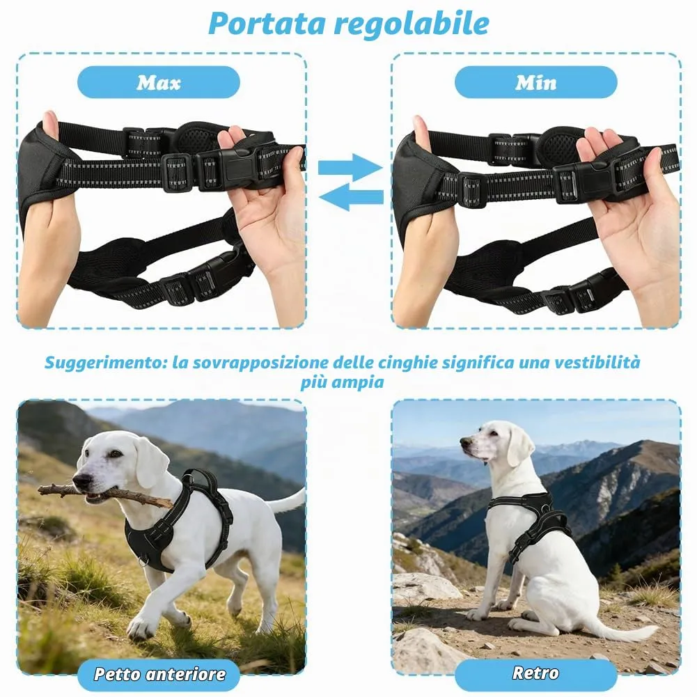 AYESY Pettorina Anti-tiro Regolabile per Cani di Taglia Media, Nero - immagine 7