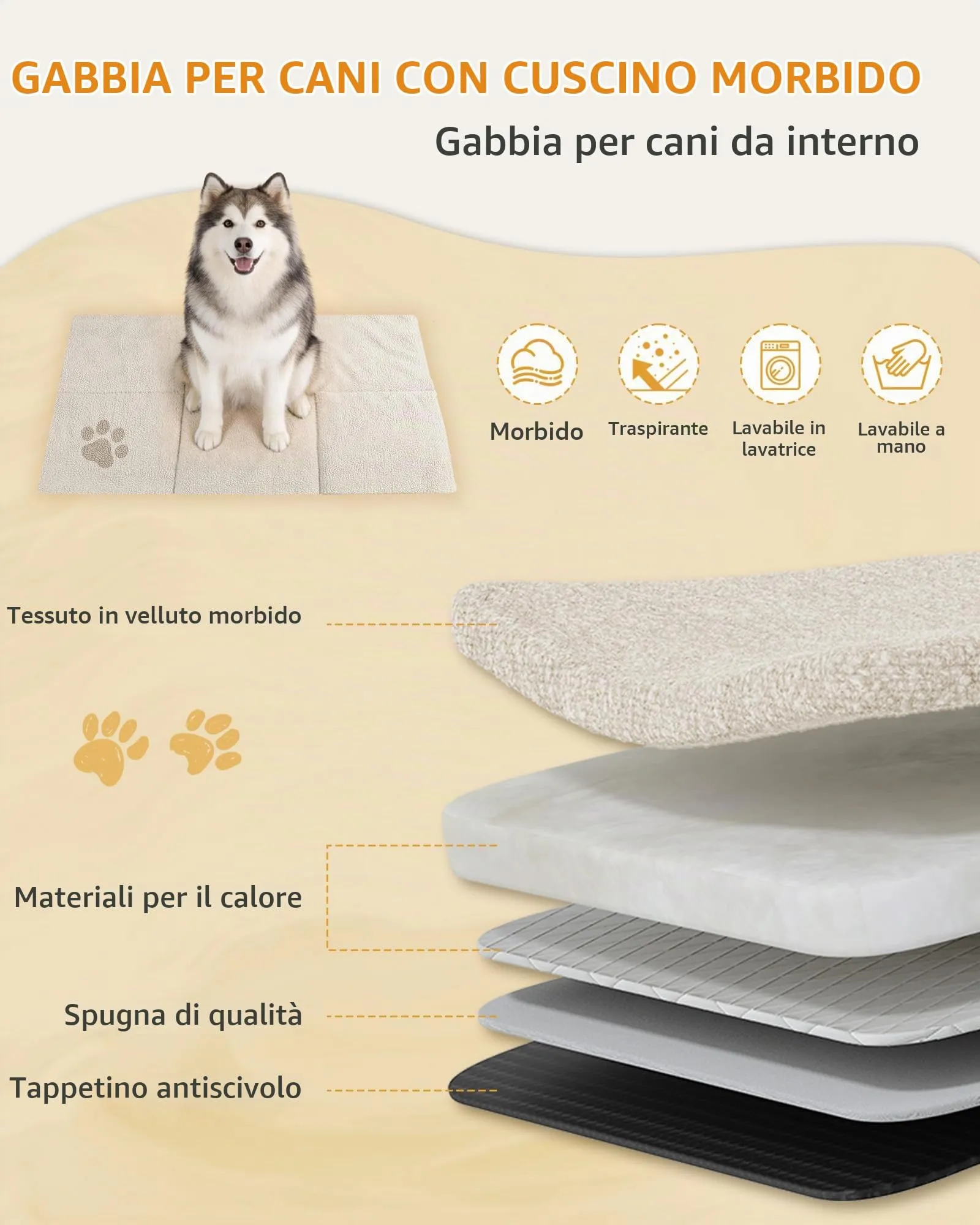 Hzuaneri Gabbia per Cani XXL, 120 cm, Bianco e Marrone - immagine 4