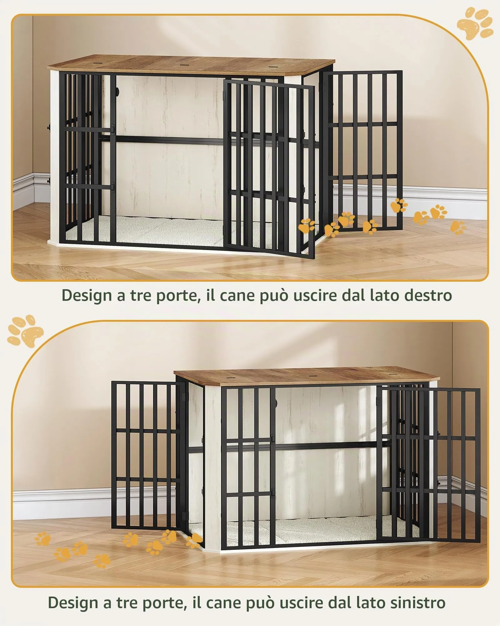 Hzuaneri Gabbia per Cani XXL, 120 cm, Bianco e Marrone - immagine 8
