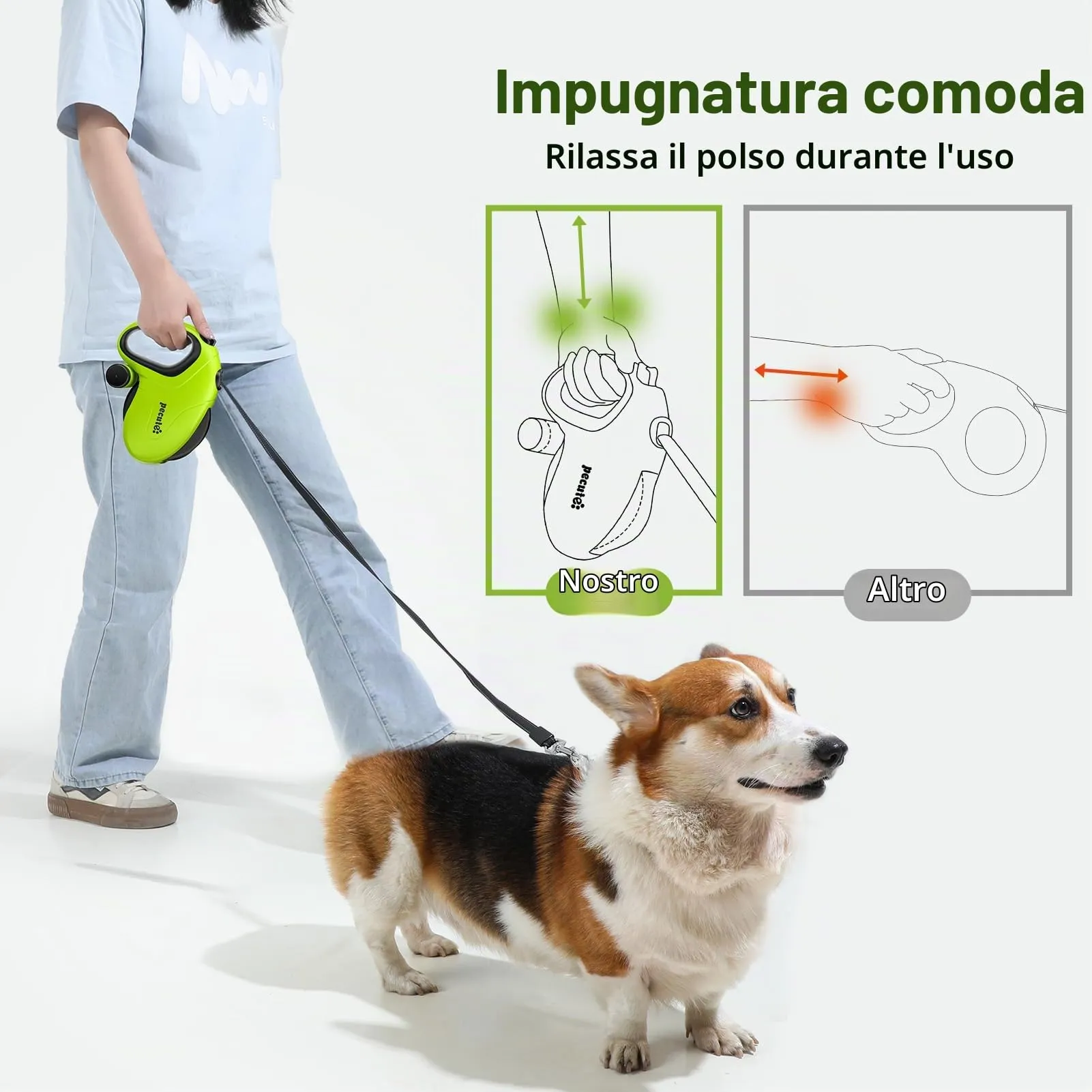 Pecute Guinzaglio Retrattile per Cani 10m (Fino a 30 kg) - immagine 5