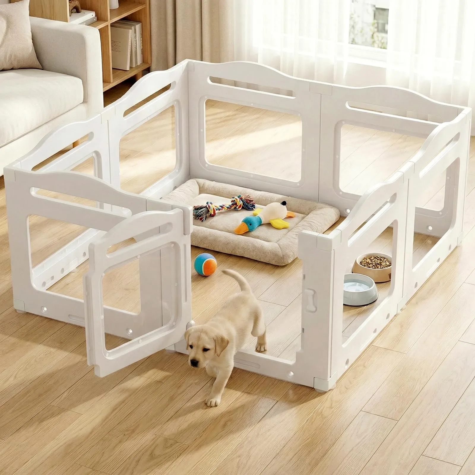 MAMIZO Recinto per Cani in Acrilico, 129 x 129 x 60 cm, Box per Cuccioli - immagine 1