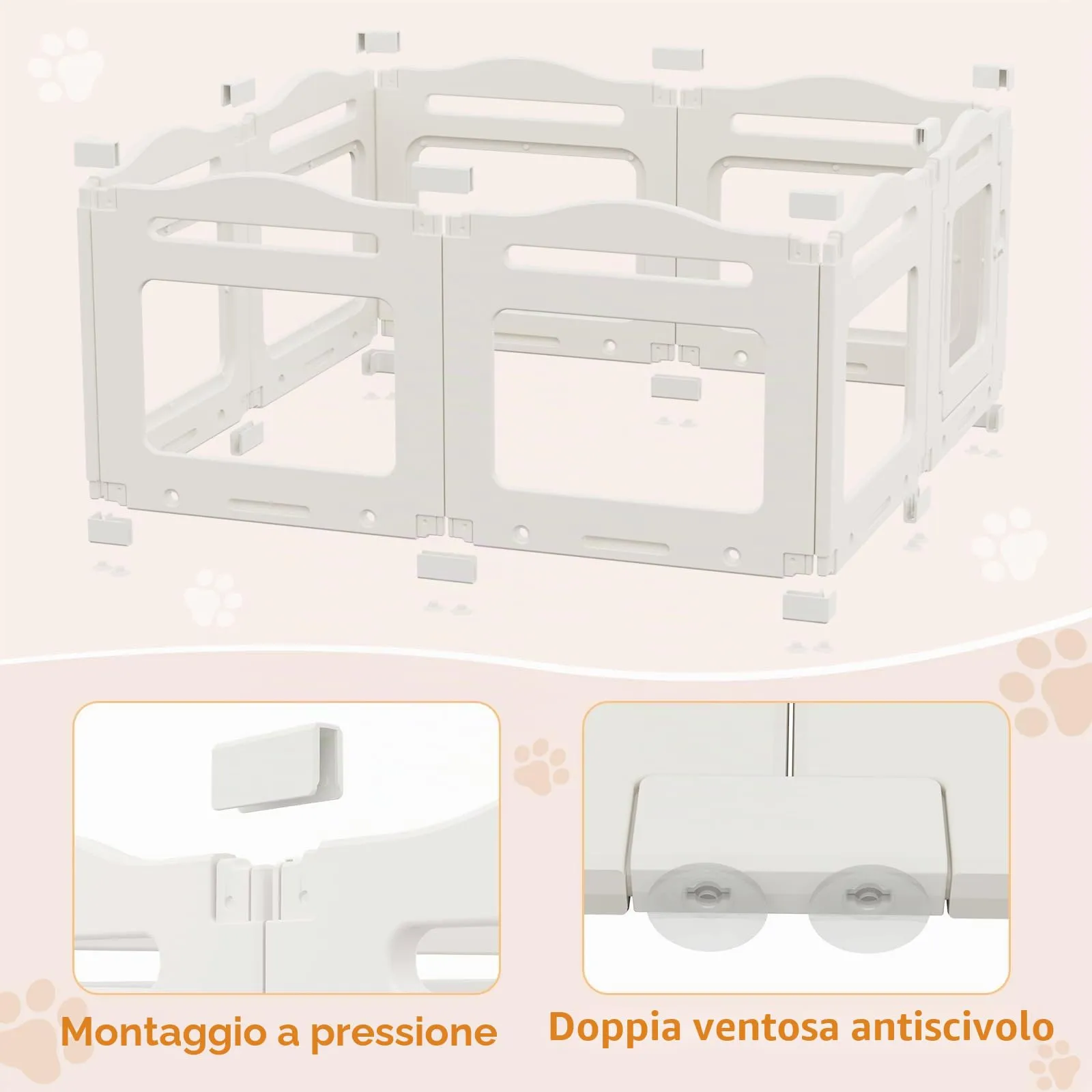 MAMIZO Recinto per Cani in Acrilico, 129 x 129 x 60 cm, Box per Cuccioli - immagine 2