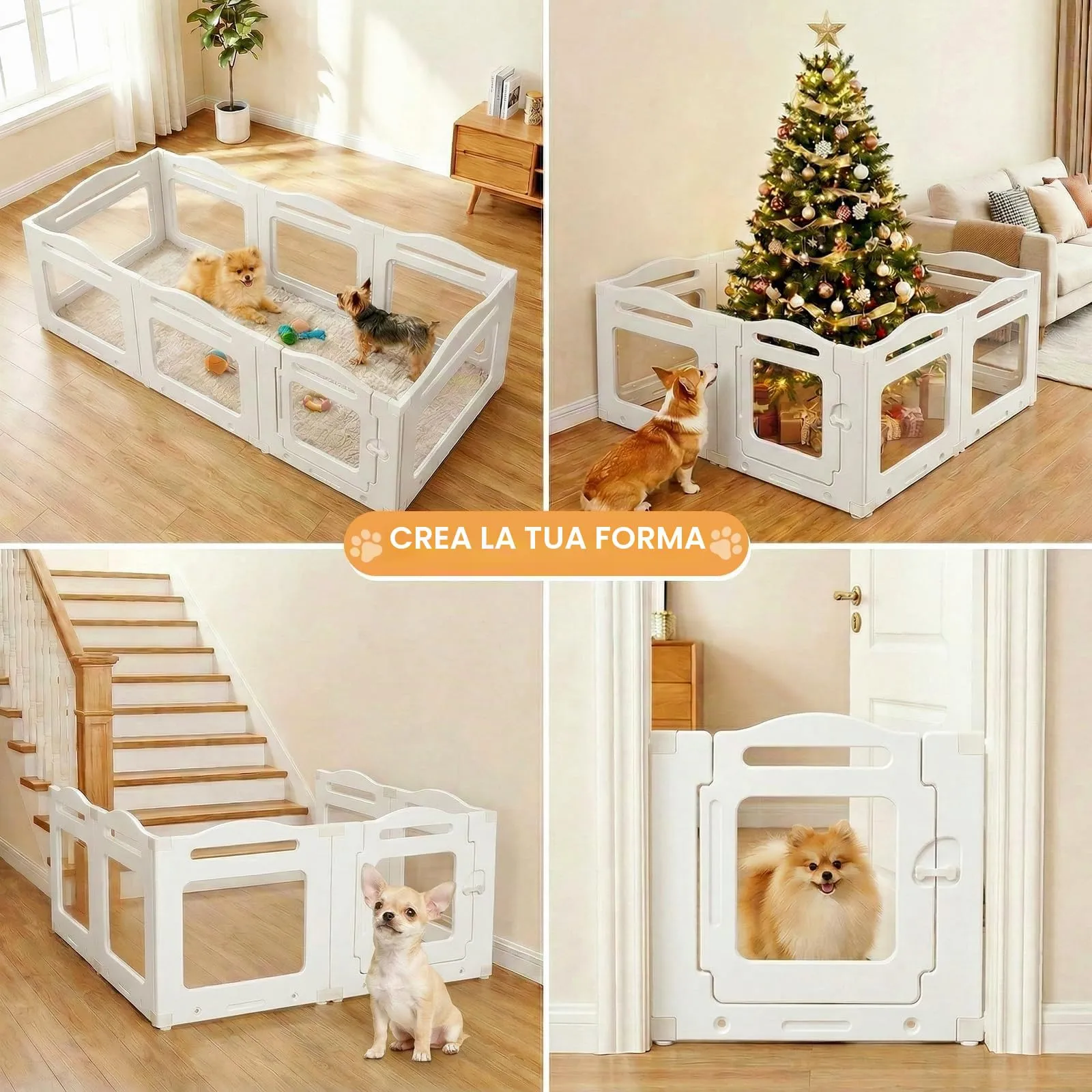 MAMIZO Recinto per Cani in Acrilico, 129 x 129 x 60 cm, Box per Cuccioli - immagine 4