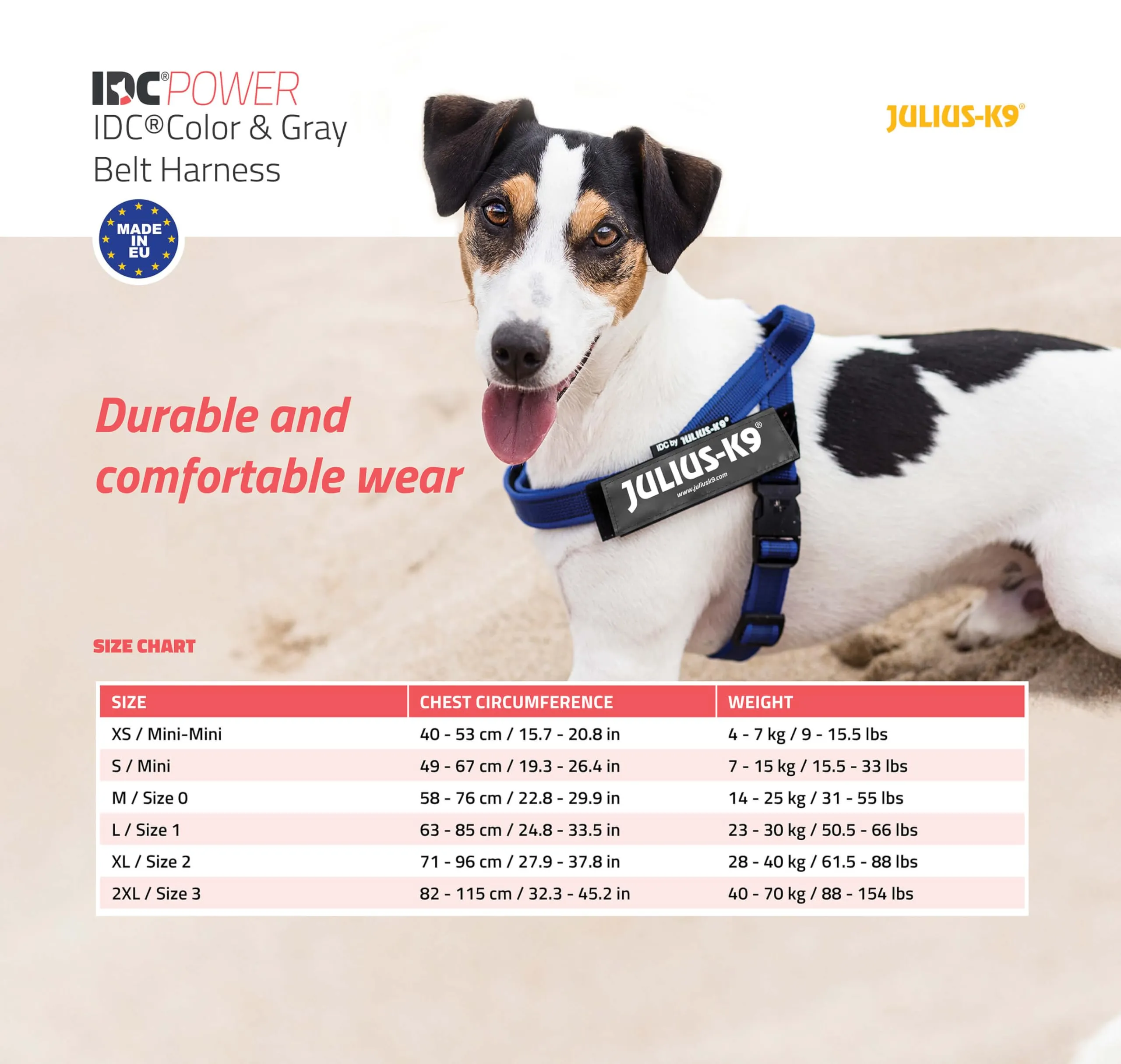 Julius-K9 Pettorina a Fascia, Taglia 3, Blu/Grigio - immagine 6