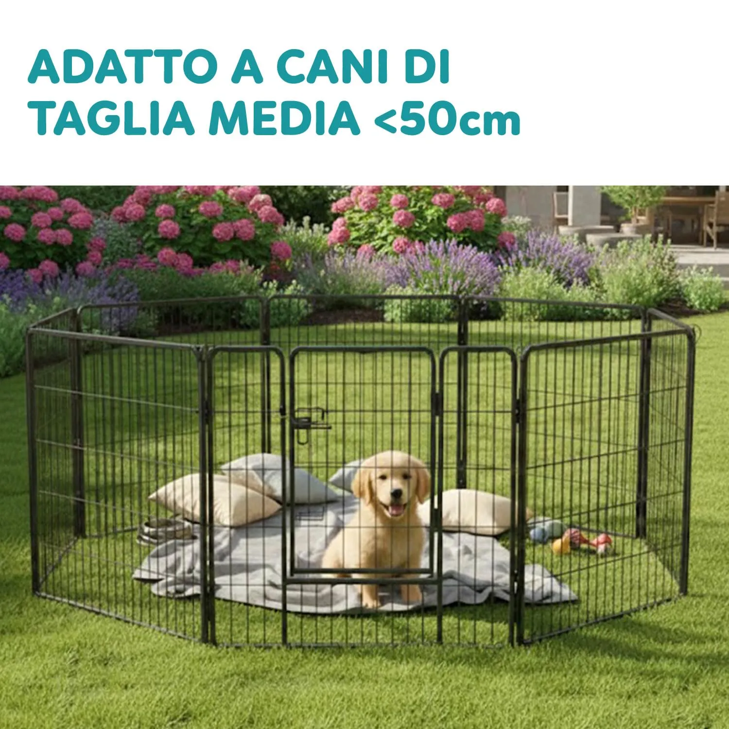 AQPET Recinto Modulare 80x80 cm per Cani, Gatti, Conigli e Roditori, 8 Pannelli per Interno ed Esterno - immagine 7