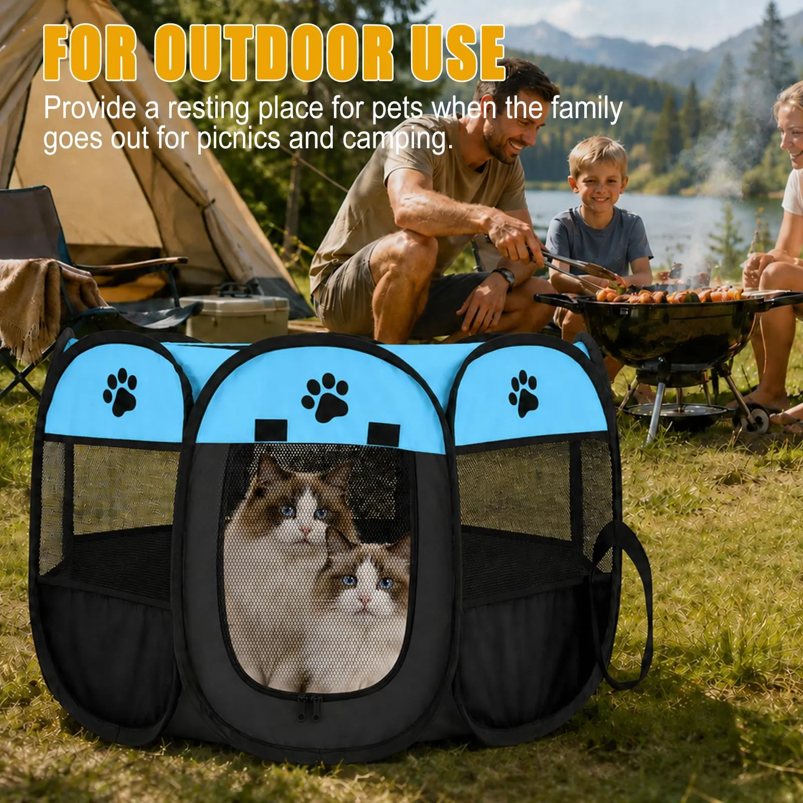 Haoppmof Box Pieghevole per Cuccioli, 74 x 74 x 43 cm - immagine 4