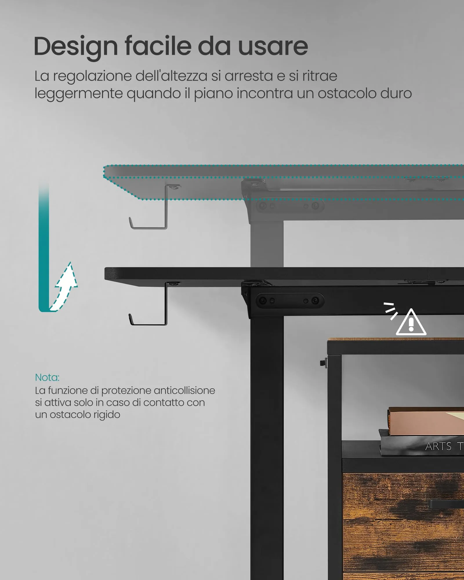 SONGMICS Scrivania Elettrica Regolabile in Altezza, 160 x 70 cm, 72-120 cm - immagine 6