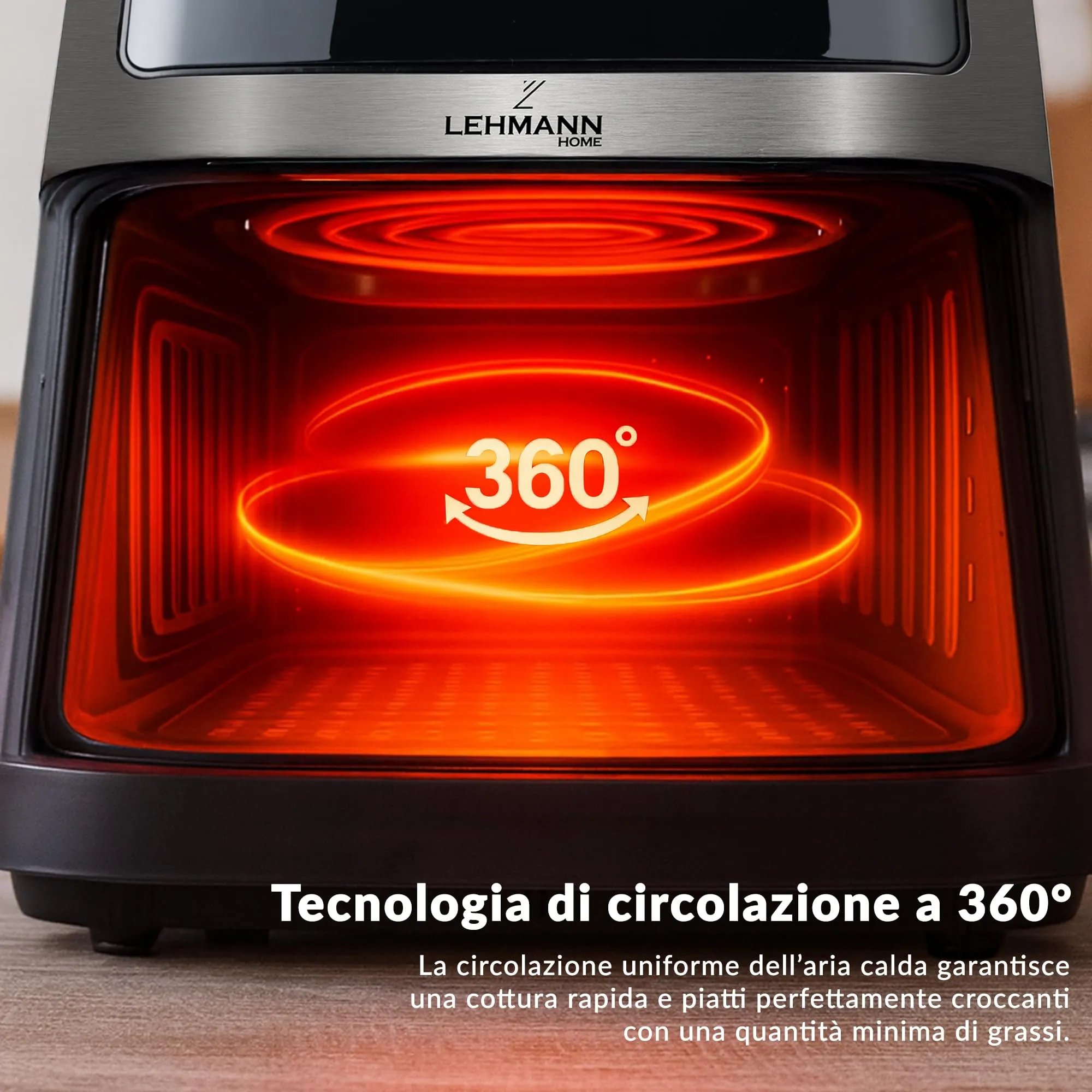 LEHMANN Friggitrice ad Aria XXL 8L con Divisorio Rimovibile, 12 Programmi, Display LED, LHODF-1880 - immagine 6
