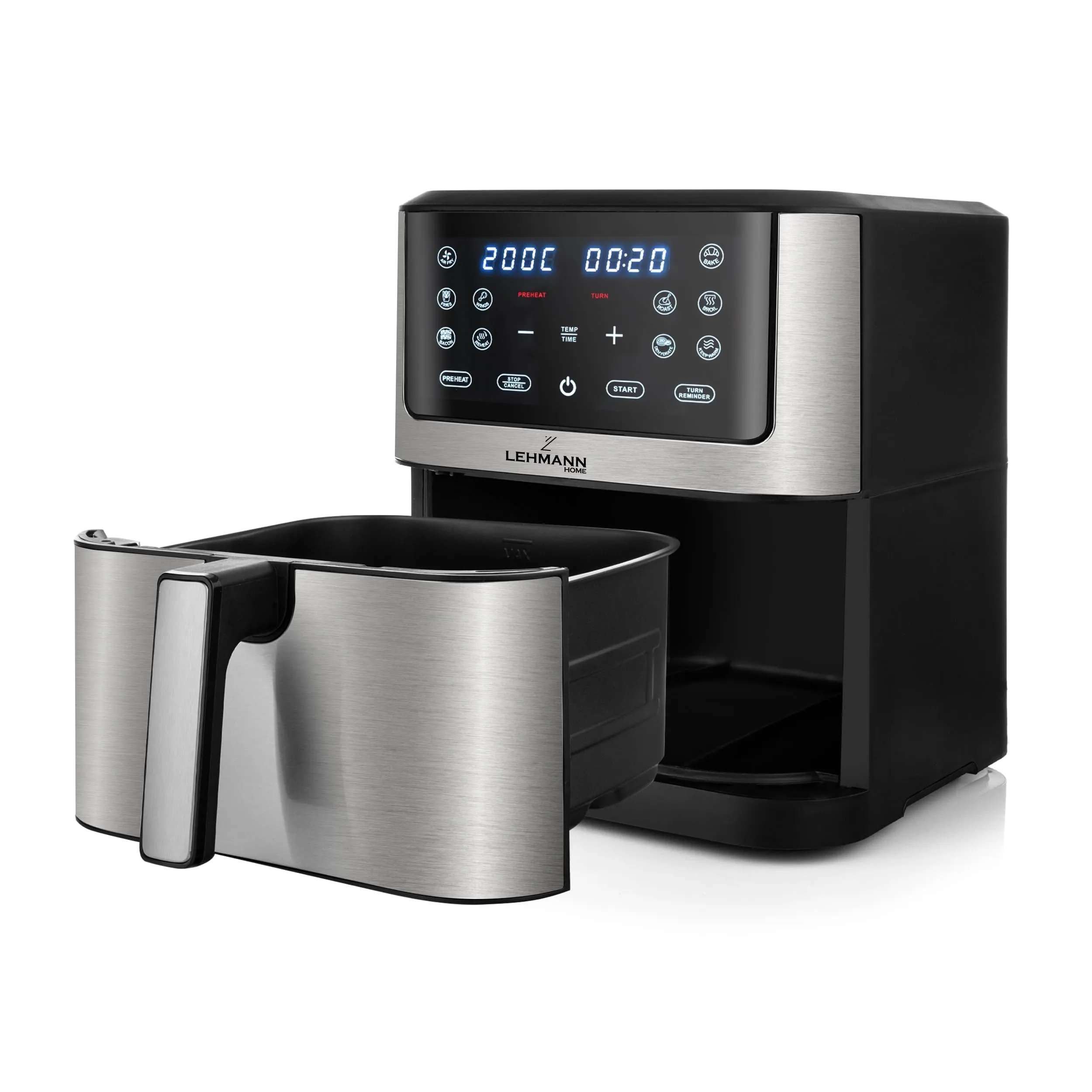 LEHMANN Friggitrice ad Aria XXL 8L con Divisorio Rimovibile, 12 Programmi, Display LED, LHODF-1880 - immagine 9
