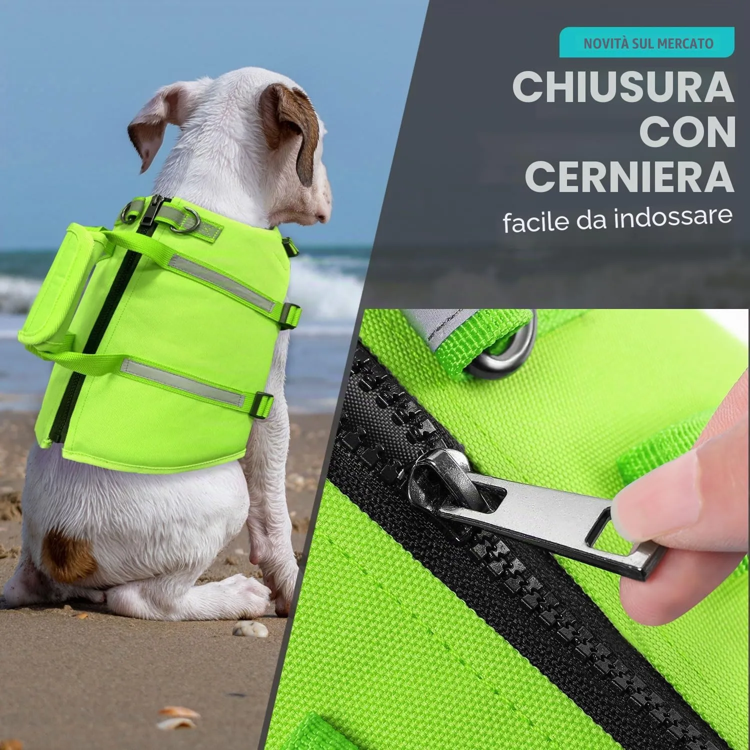 PUZAUKAL Giubbotto Salvagente Cane con Ripstop e Cerniera Sul Dorso - immagine 2