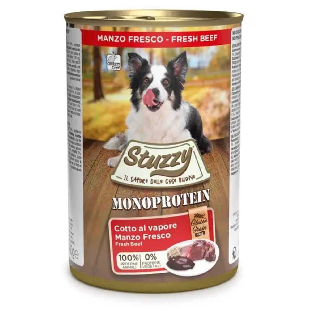 Stuzzy Cibo Umido per Cani Adulti al Manzo Monoproteico in Patè, 6 x 400g - immagine 1