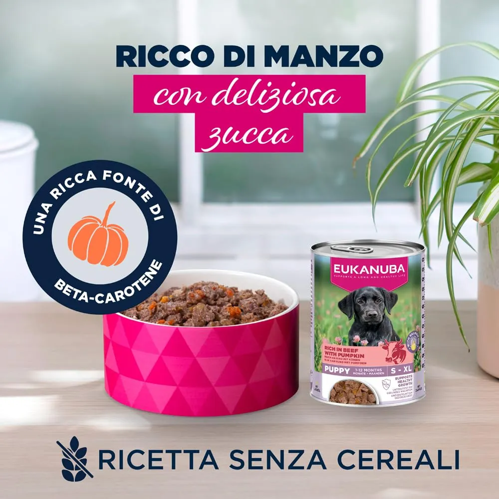 Eukanuba Cibo Umido Cucciolo con Manzo e Zucca, 6 x 400 g - immagine 2