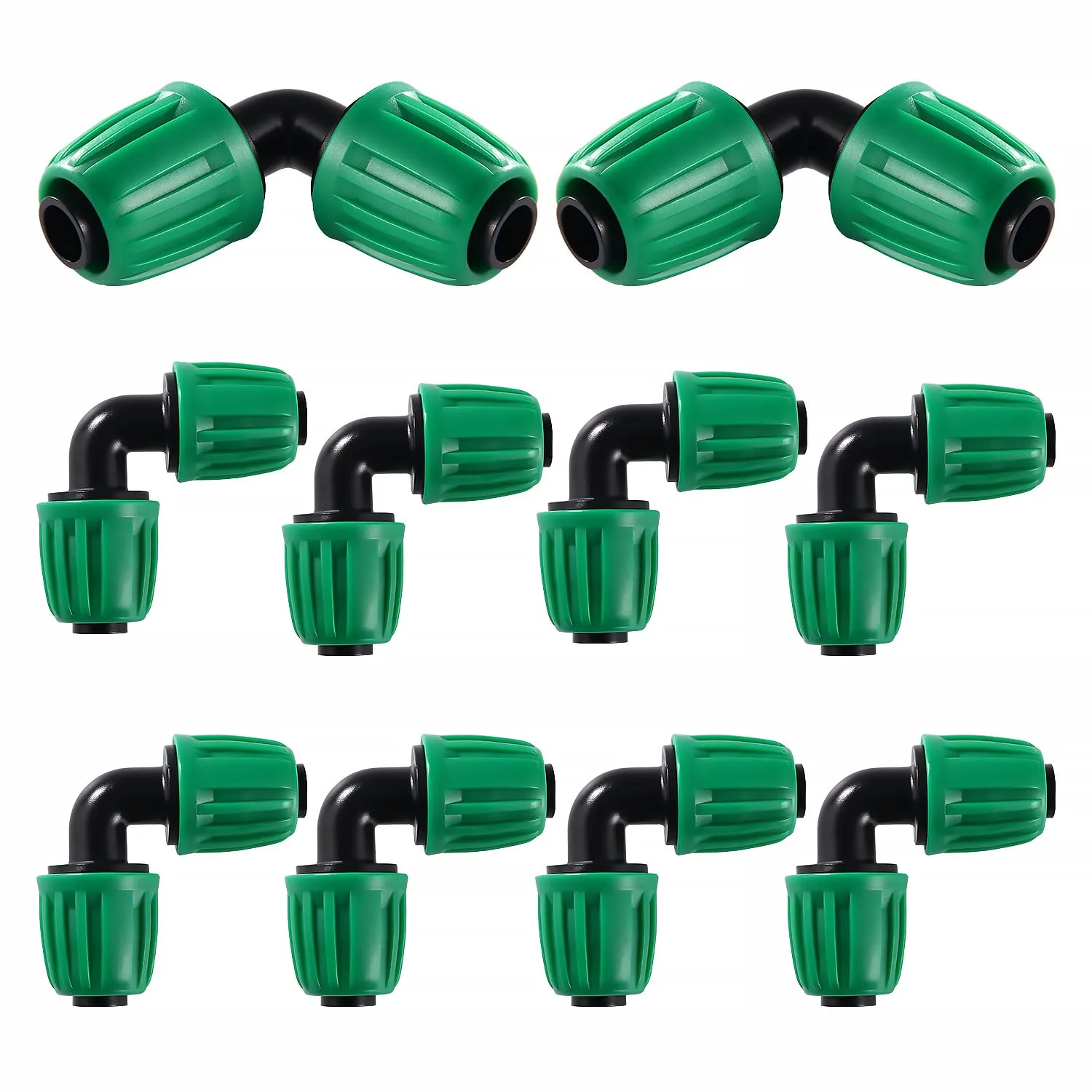 VooGenzek Raccordi a Gomito per Irrigazione a Goccia, 16mm, 10 Pezzi, Verde - immagine 1