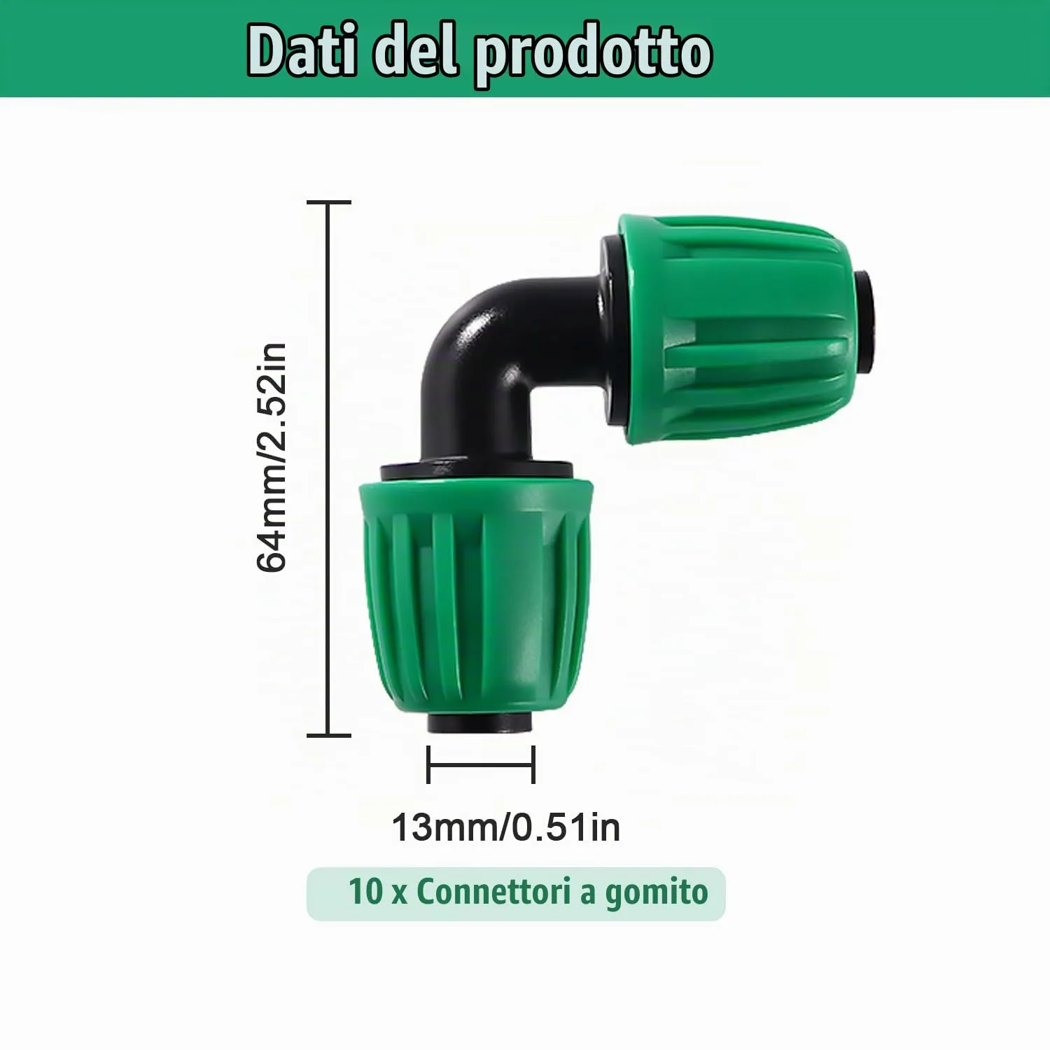 VooGenzek Raccordi a Gomito per Irrigazione a Goccia, 16mm, 10 Pezzi, Verde - immagine 2