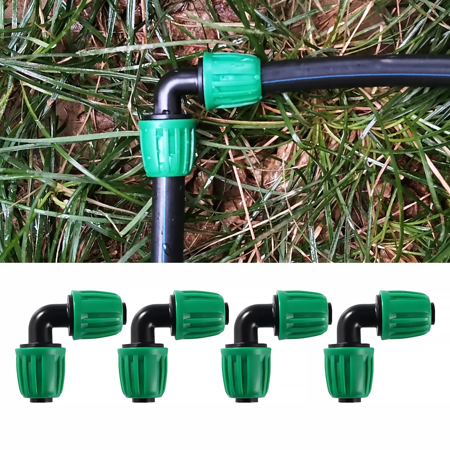 VooGenzek Raccordi a Gomito per Irrigazione a Goccia, 16mm, 10 Pezzi, Verde - immagine 5