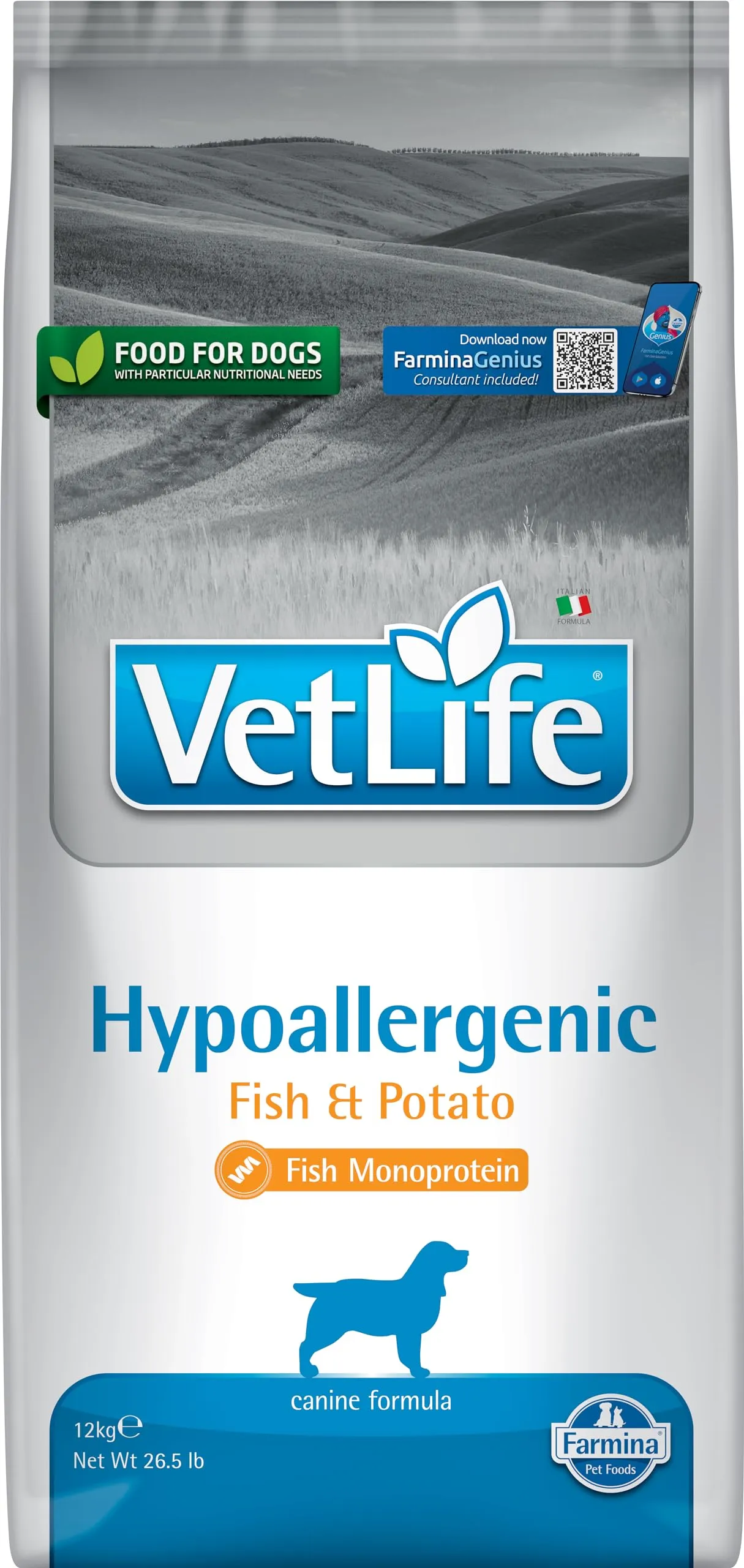 Farmina Vet Life Hypoallergenic Fish & Potato Dog Adult, 12kg - immagine 1