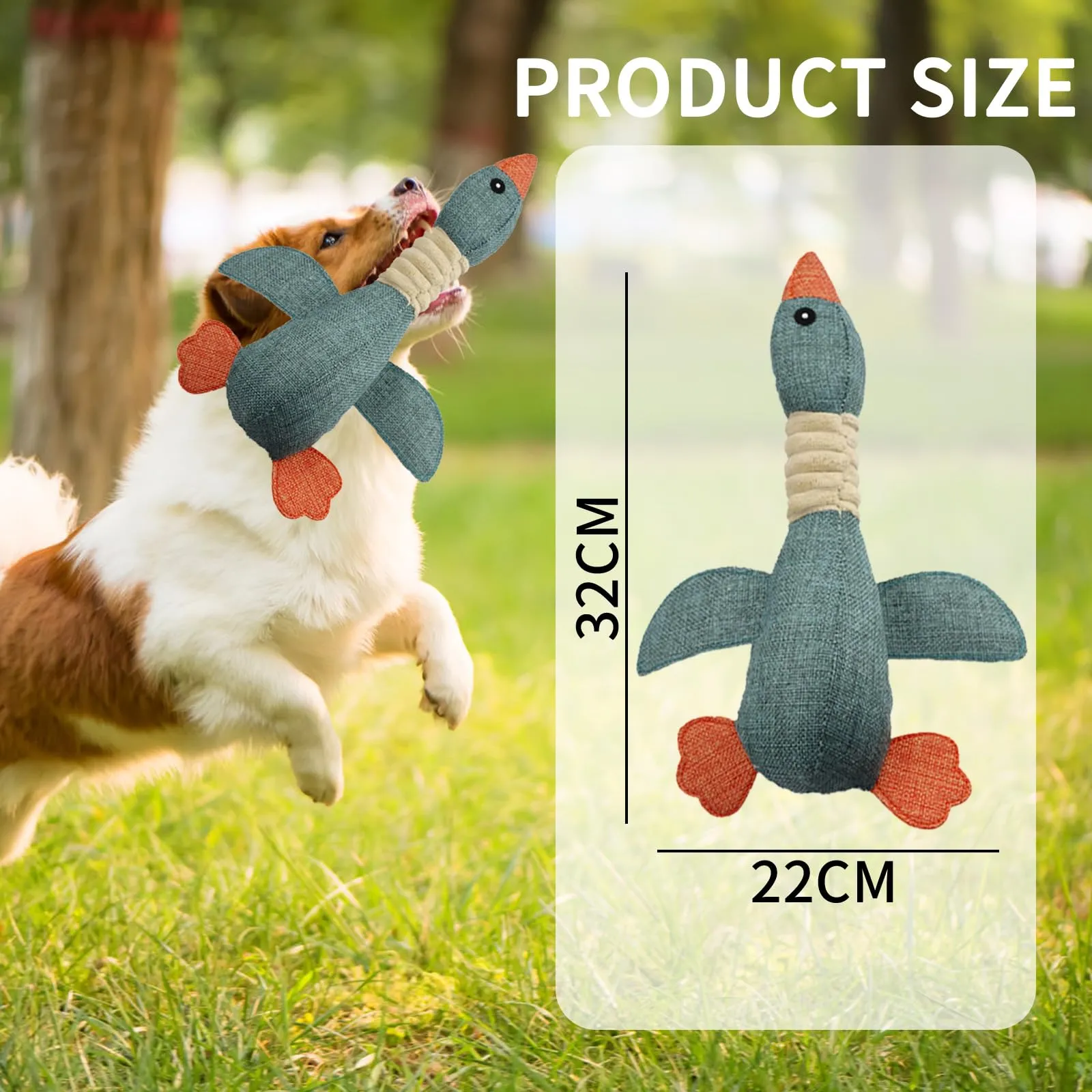 ARYIMYDP Anatra con Squittio Giocattolo in Peluche per Cani, Blu - immagine 2