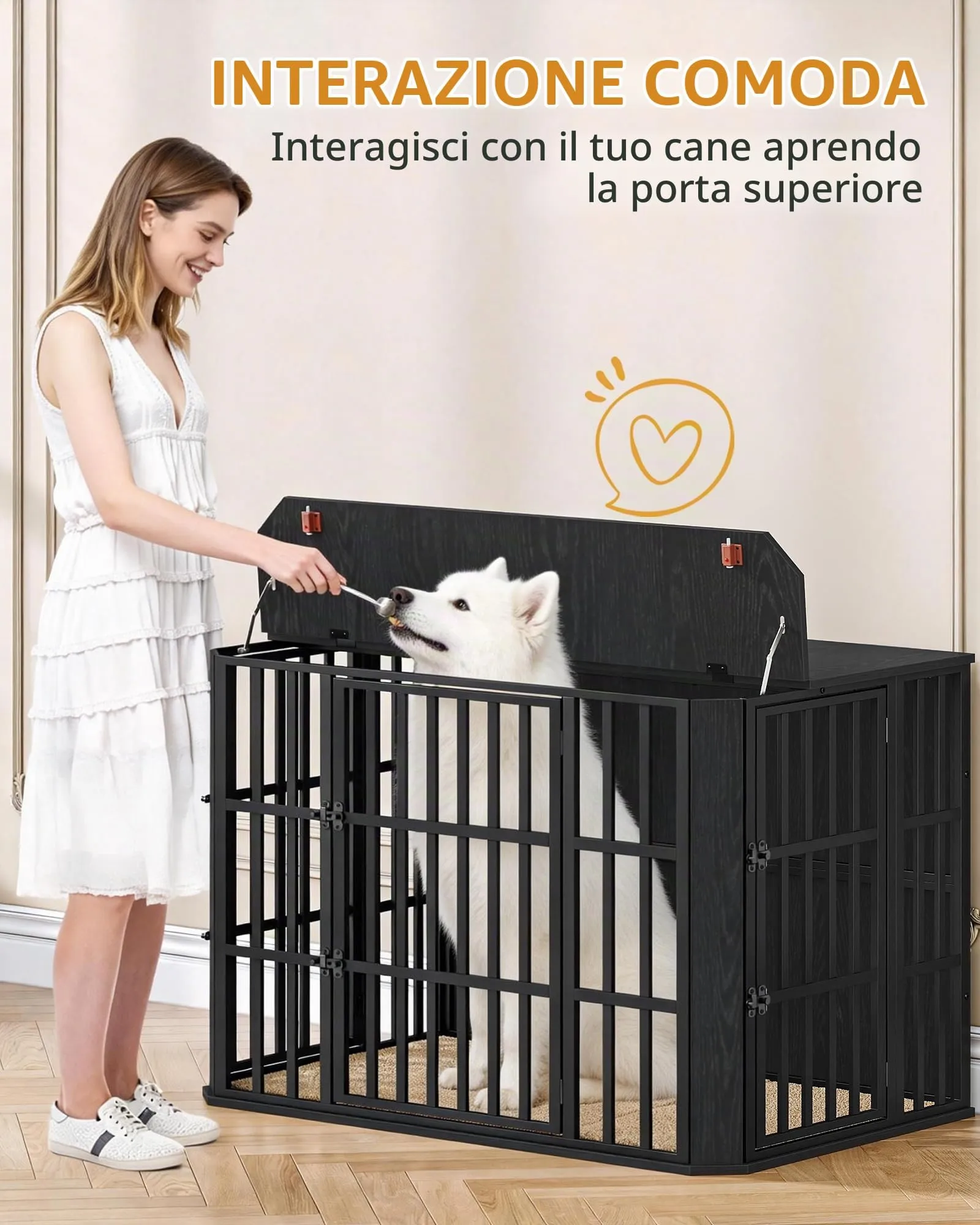Hzuaneri Gabbia per Cani Interna, 75 x 120 x 81 cm, XXL, Nero DFC86804B - immagine 3