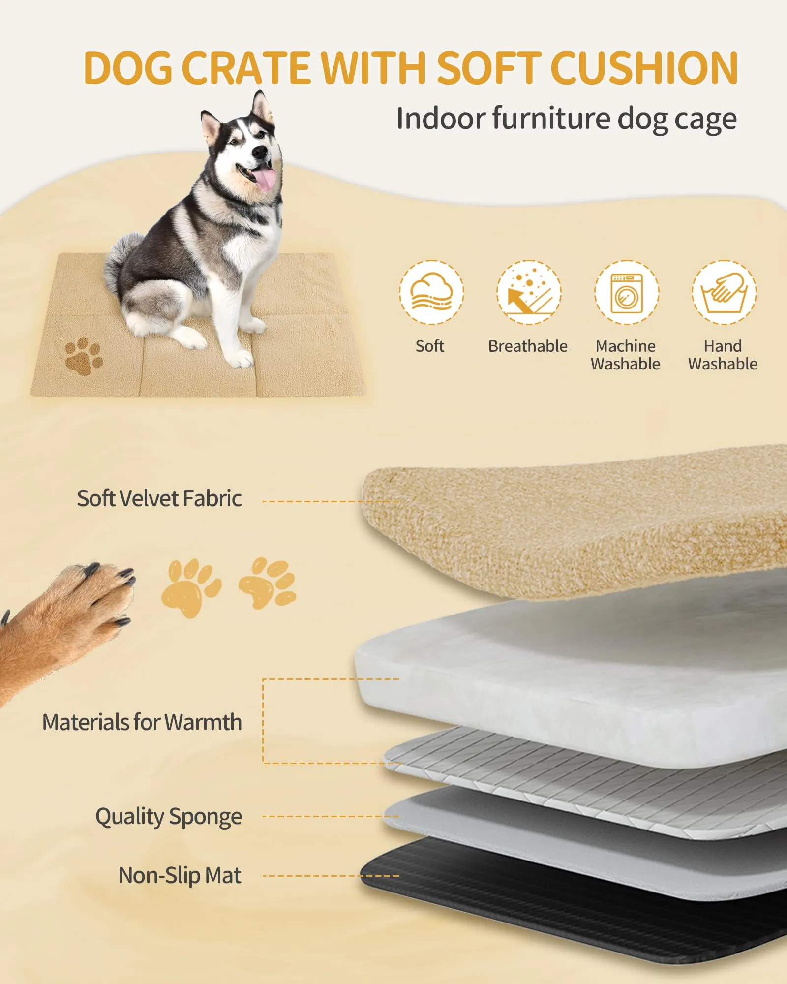 Hzuaneri Gabbia per Cani Interna, 75 x 120 x 81 cm, XXL, Nero DFC86804B - immagine 4