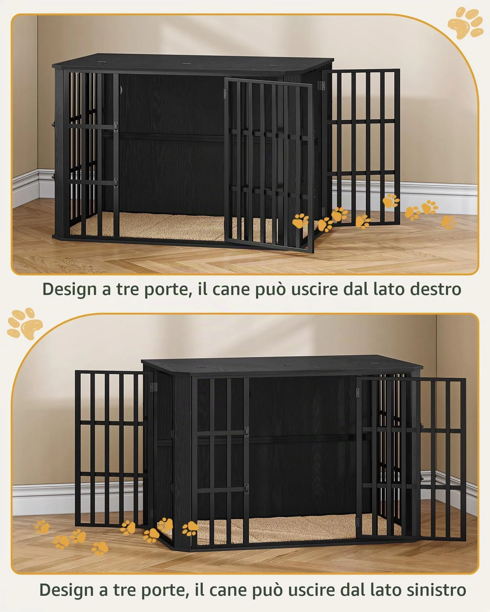 Hzuaneri Gabbia per Cani Interna, 75 x 120 x 81 cm, XXL, Nero DFC86804B - immagine 8
