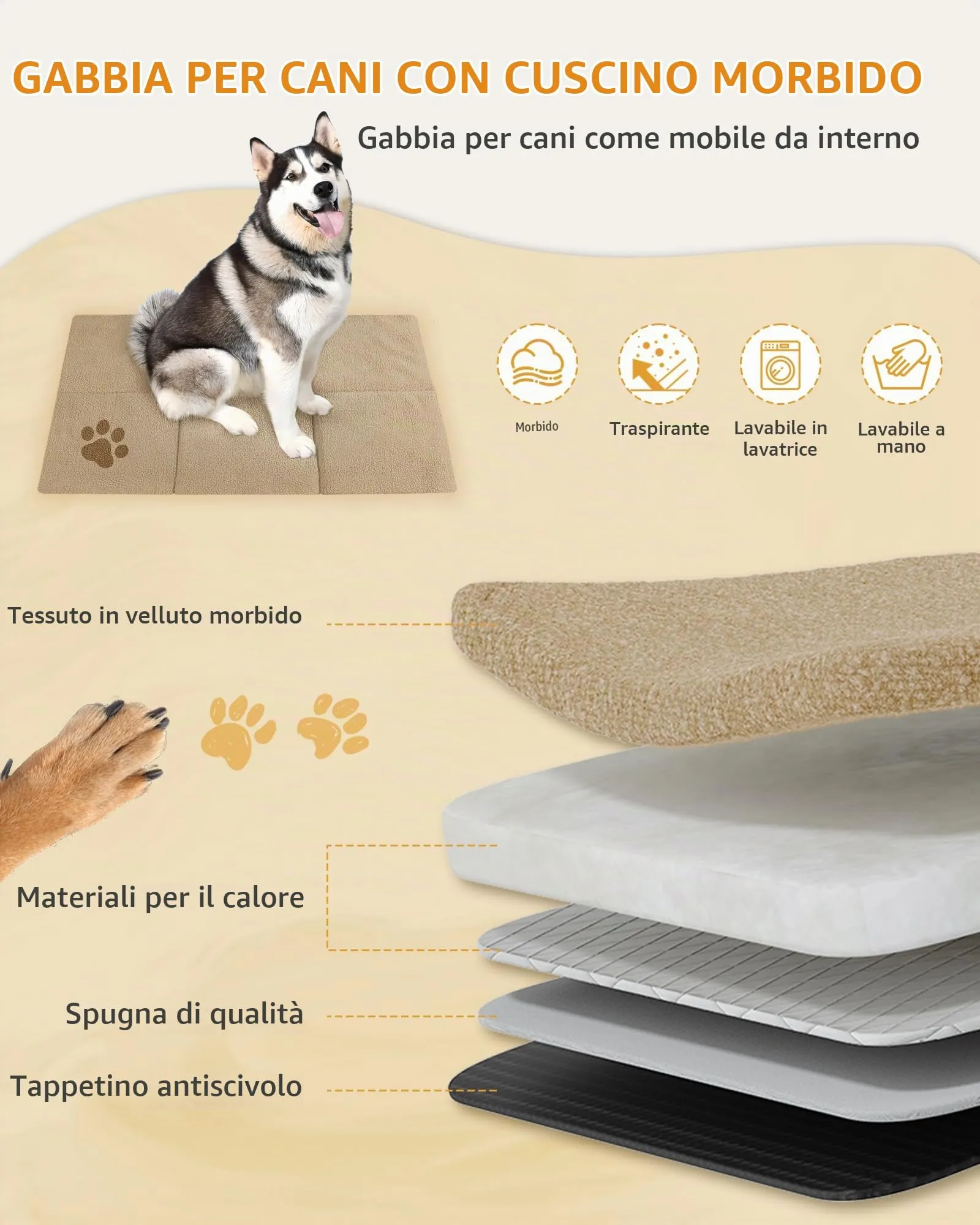 Hzuaneri Gabbia per Cani XXL, 120 x 75 x 81 cm, Marrone Rustico - immagine 4