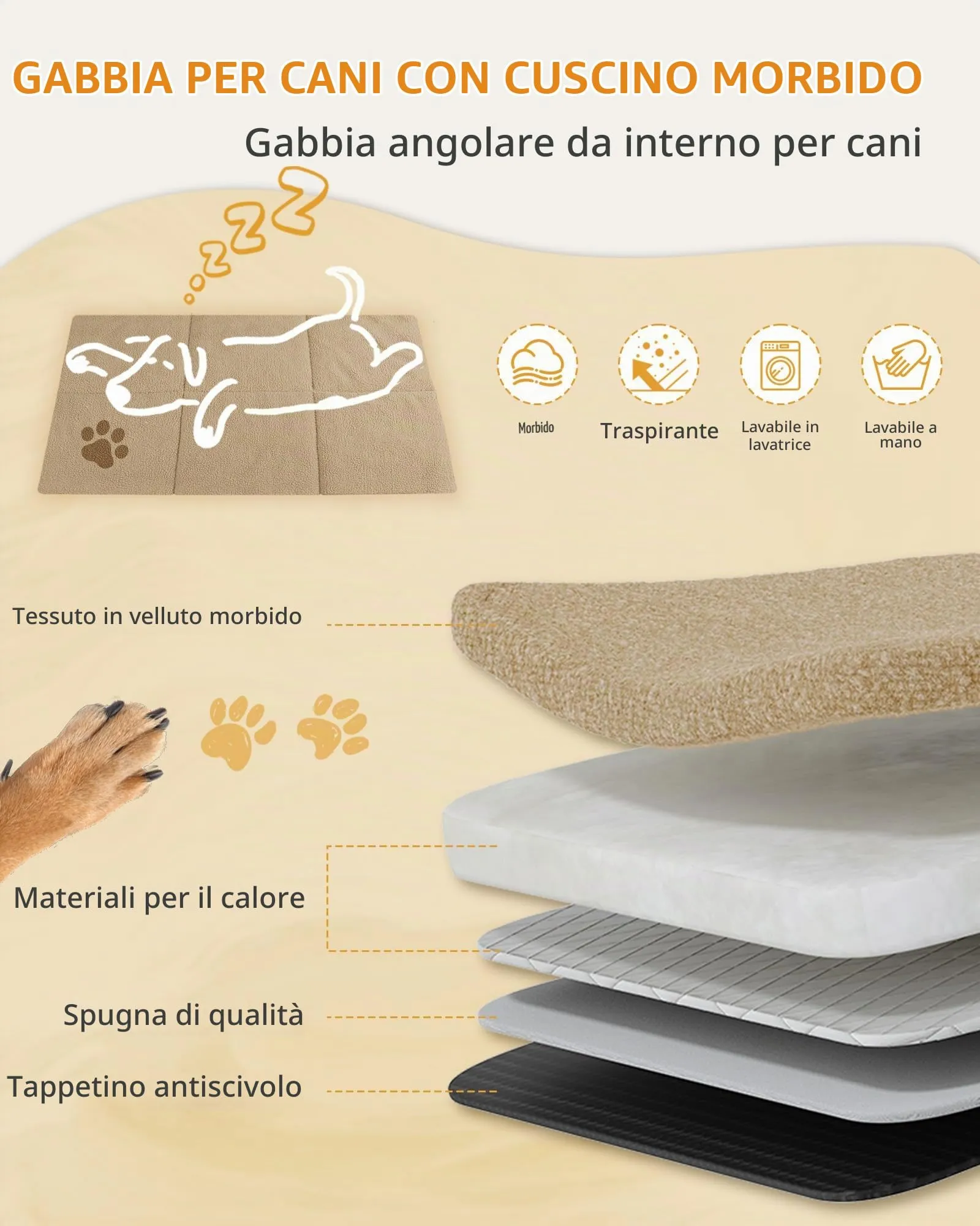 Hzuaneri Gabbia per Cani Moderna Interno, 3 Porte, 66 x 108 x 77 cm, XL, Marrone Rustico DFC87801B - immagine 4