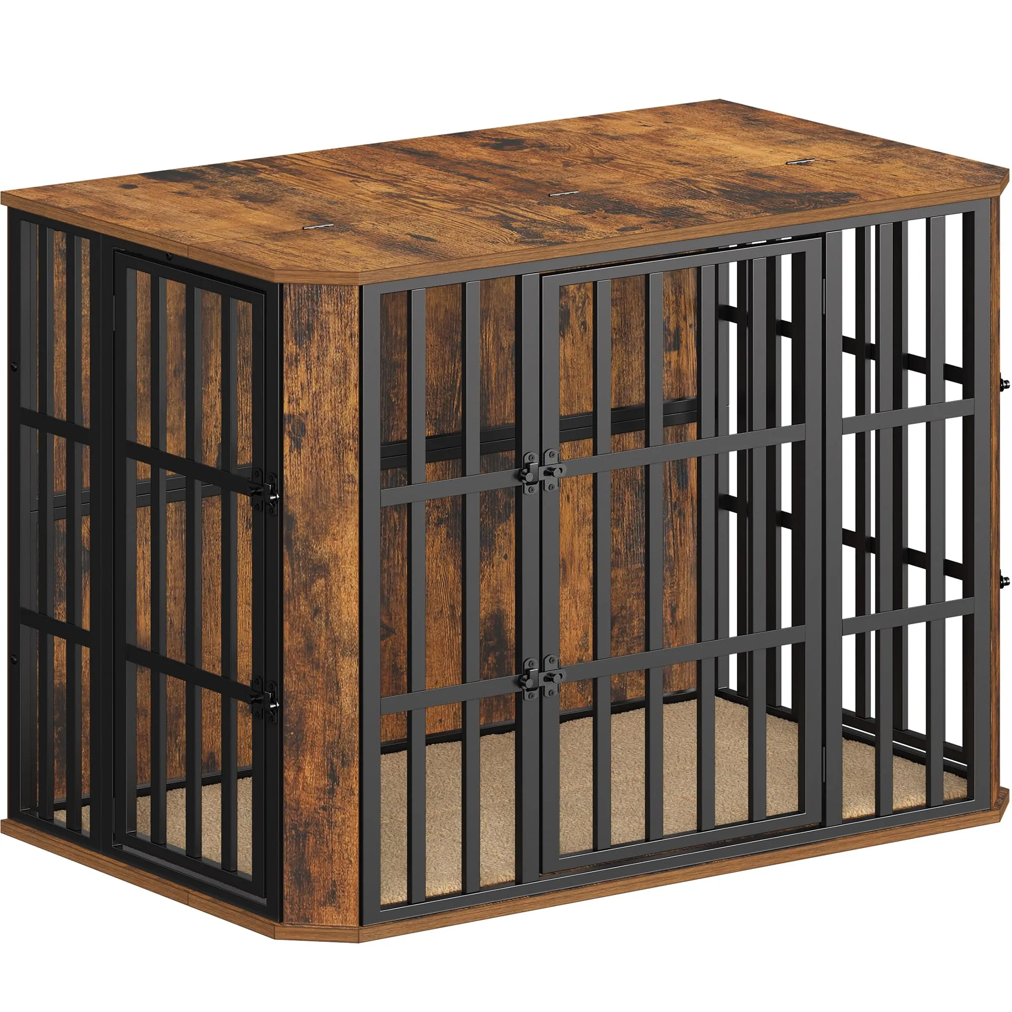 Hzuaneri Gabbia per Cani Moderna Interno, 3 Porte, 66 x 108 x 77 cm, XL, Marrone Rustico DFC87801B - immagine 9
